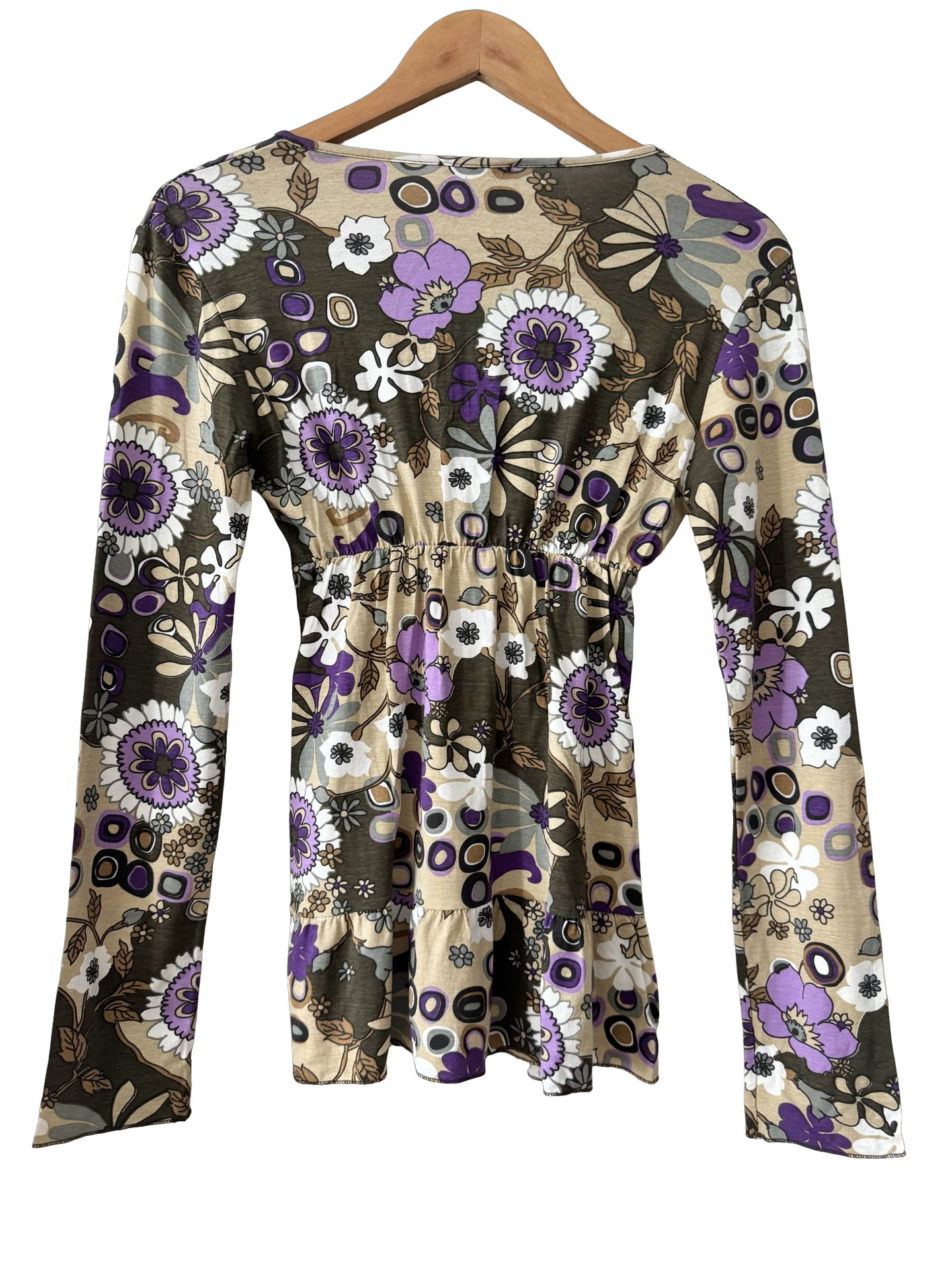 Vintage Italian Plum Bloom Babydoll Top (S/M)
