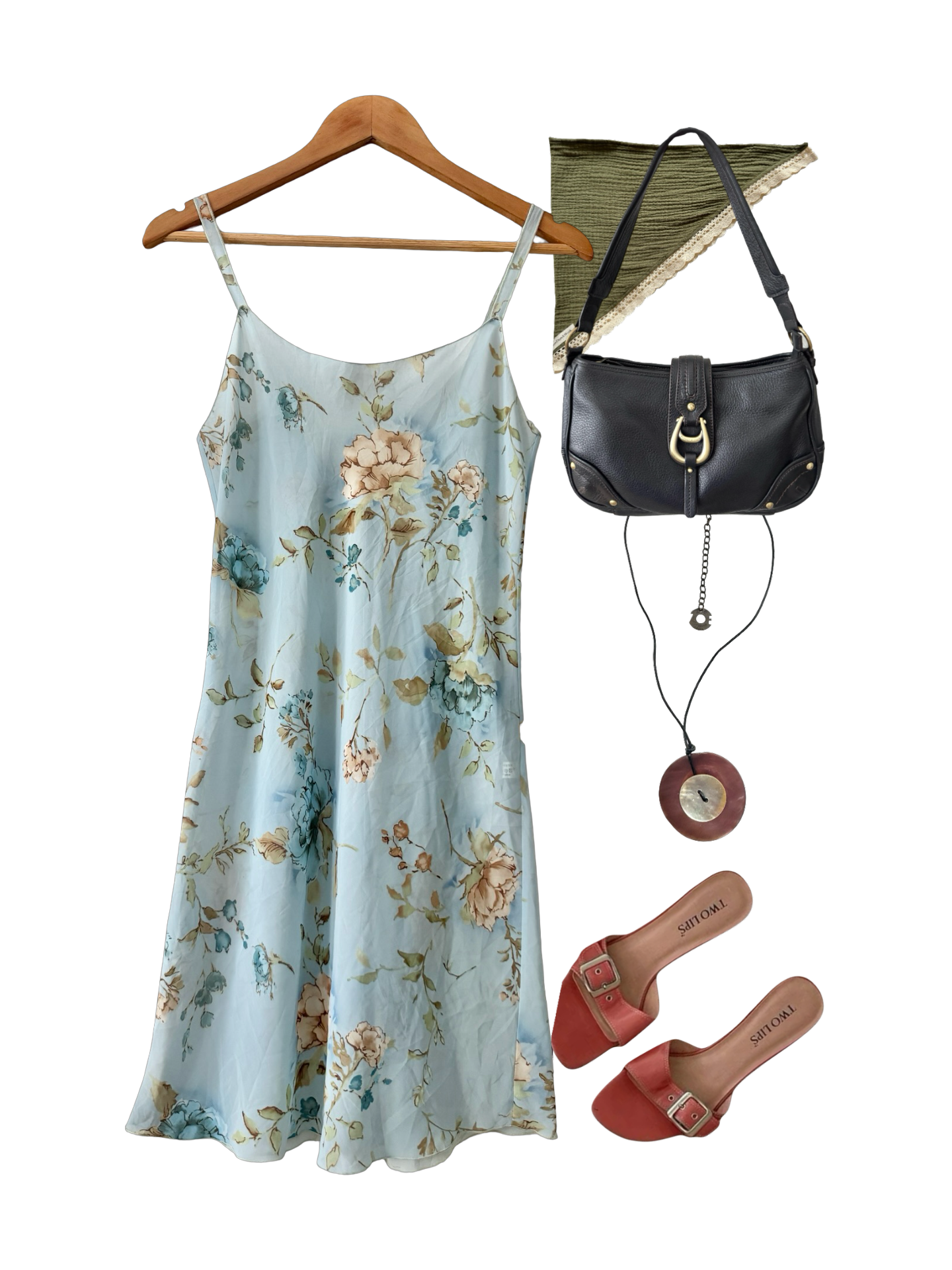 Vintage 90s Parisian Bluebell Ruffle Dress (S/M)