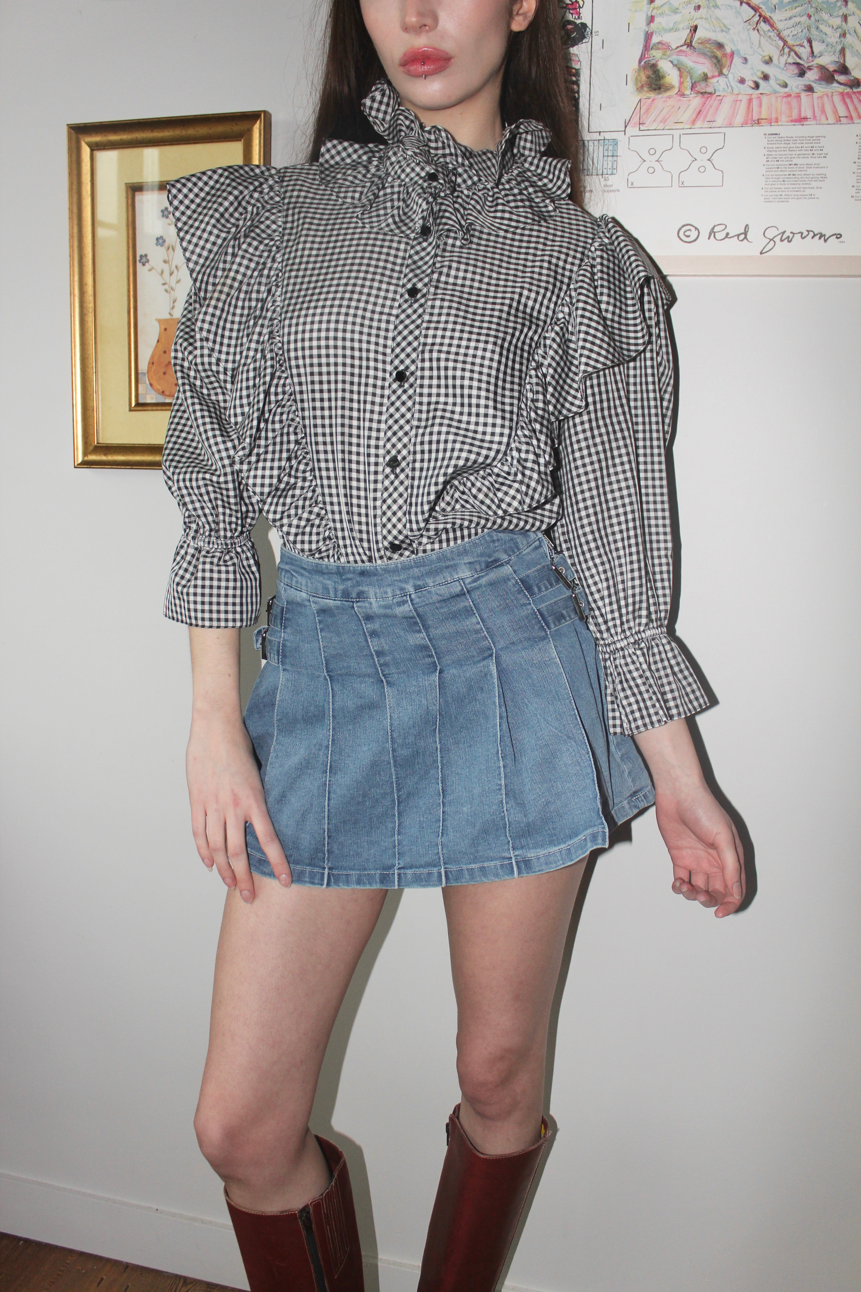 Vintage 80s Ruffled Poet Button Up (S/M)