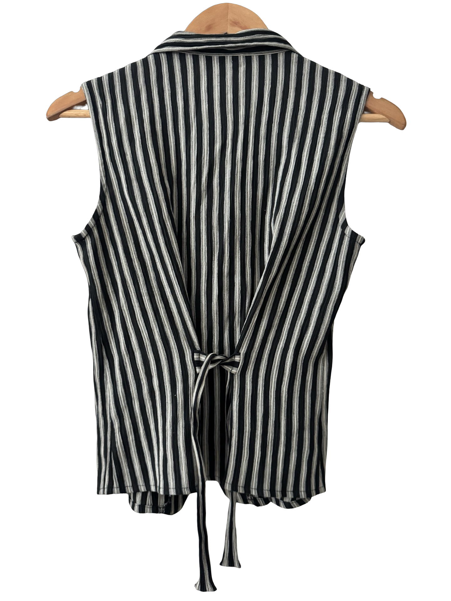 Vintage 90s Striped Sleeveless Tie-Back Blouse (S/M)