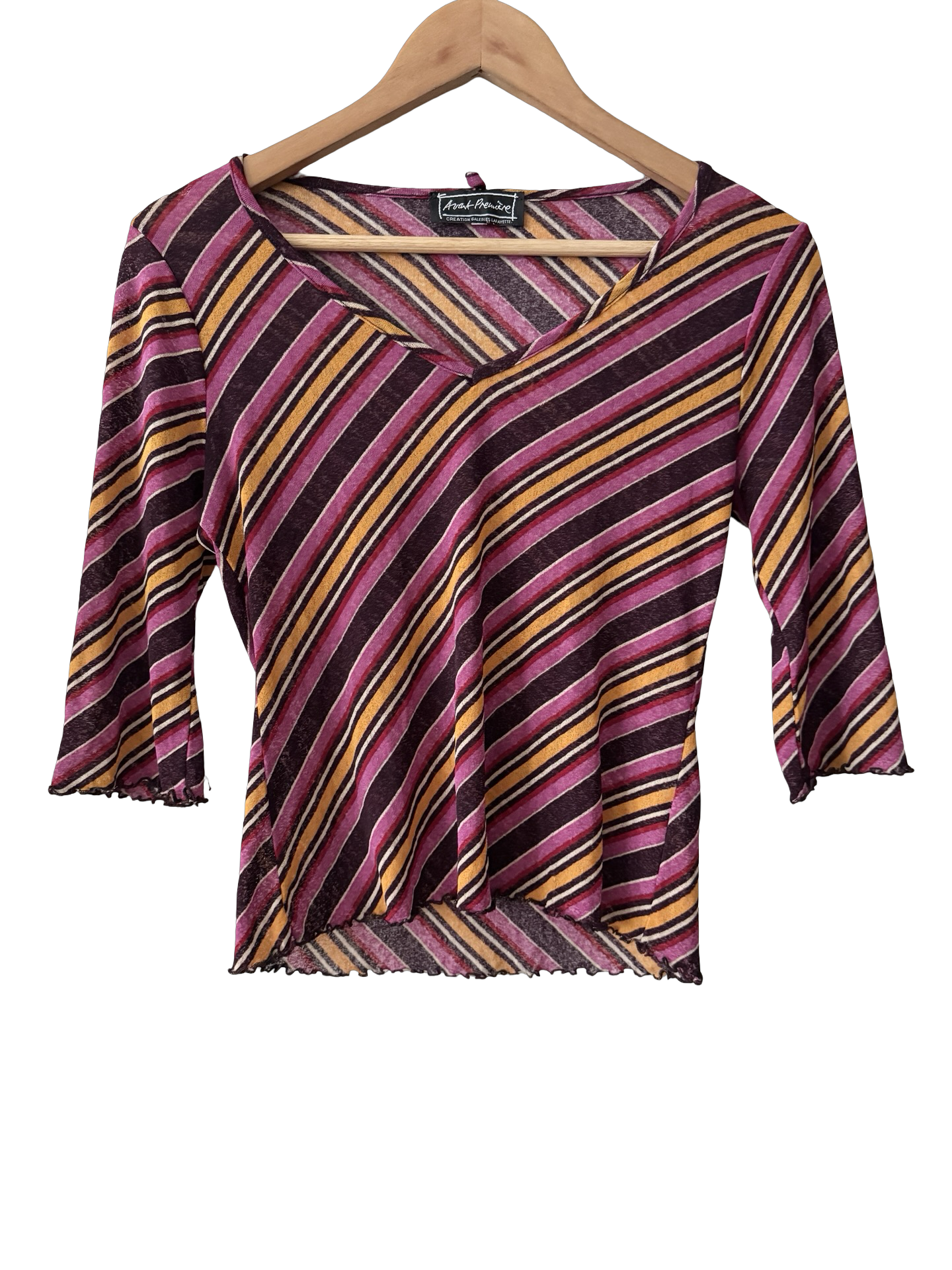 Vintage 90s Raspberry Sunset Striped Top (M/L)