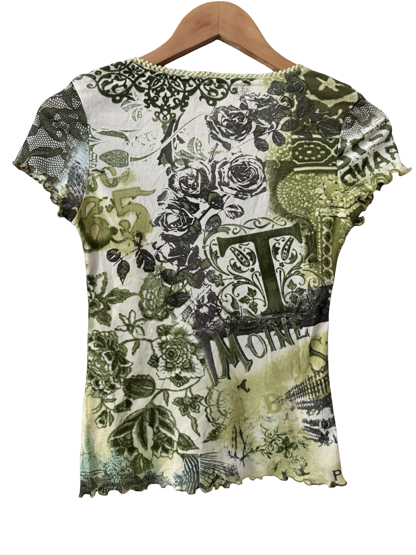 Vintage 90s French Indie Collage Baby Tee (S/M)