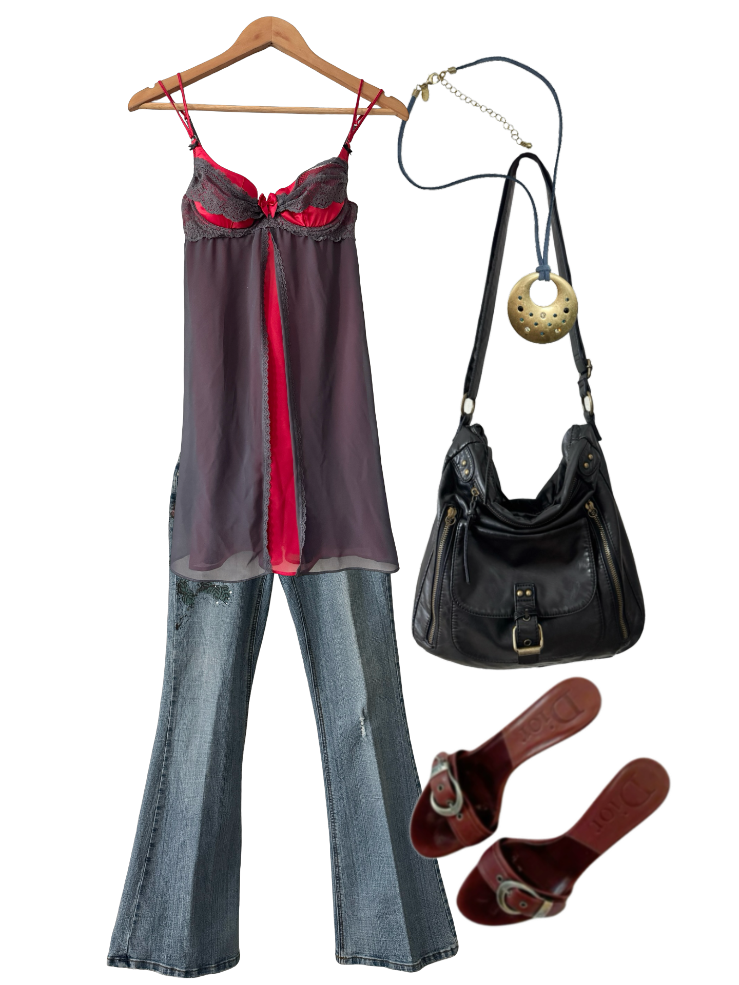 Vintage Y2K Cherry Smoke Babydoll Top (S/M)