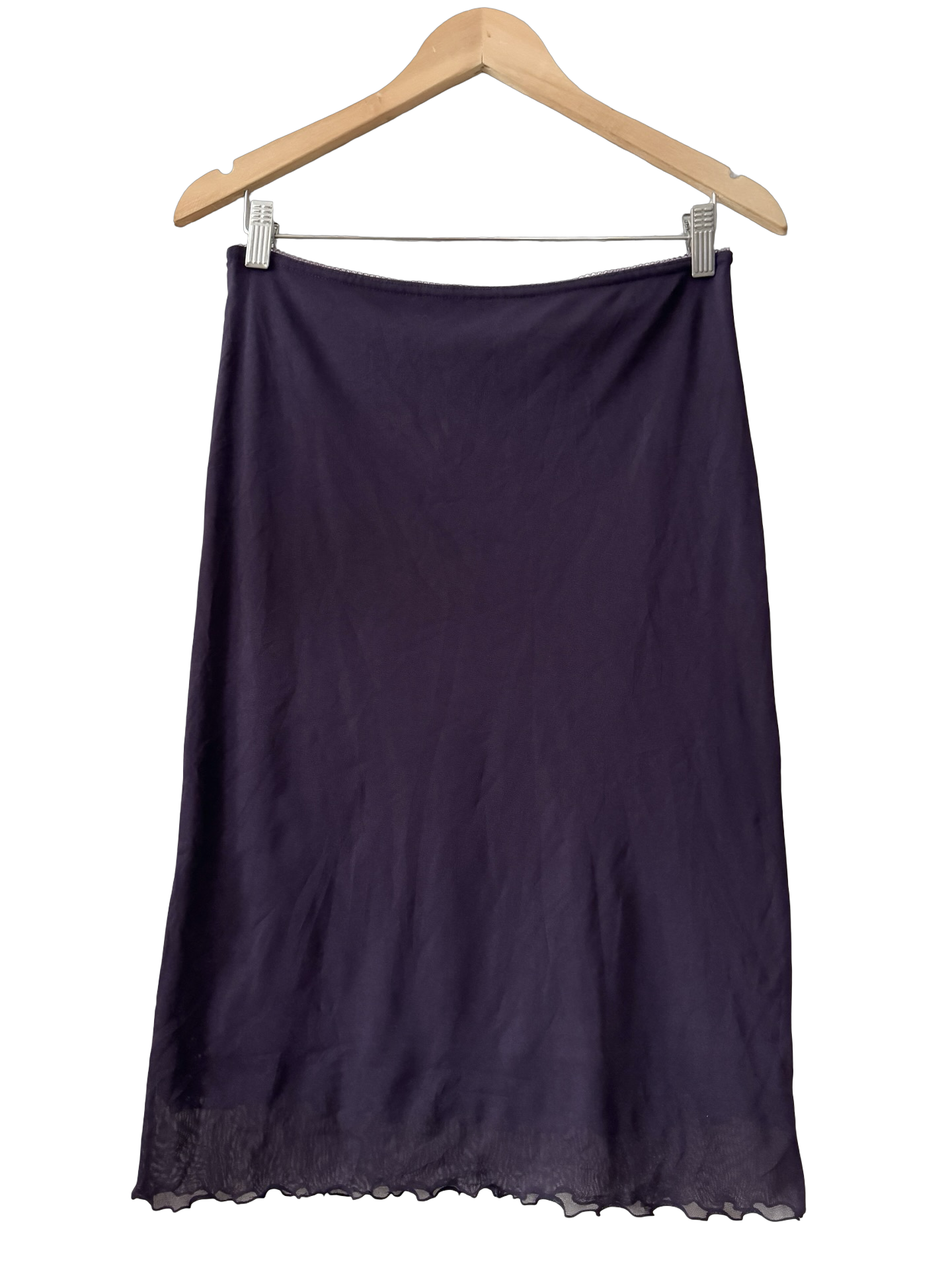 Vintage 90s French Blackberry Mesh Midi Skirt (S/M)