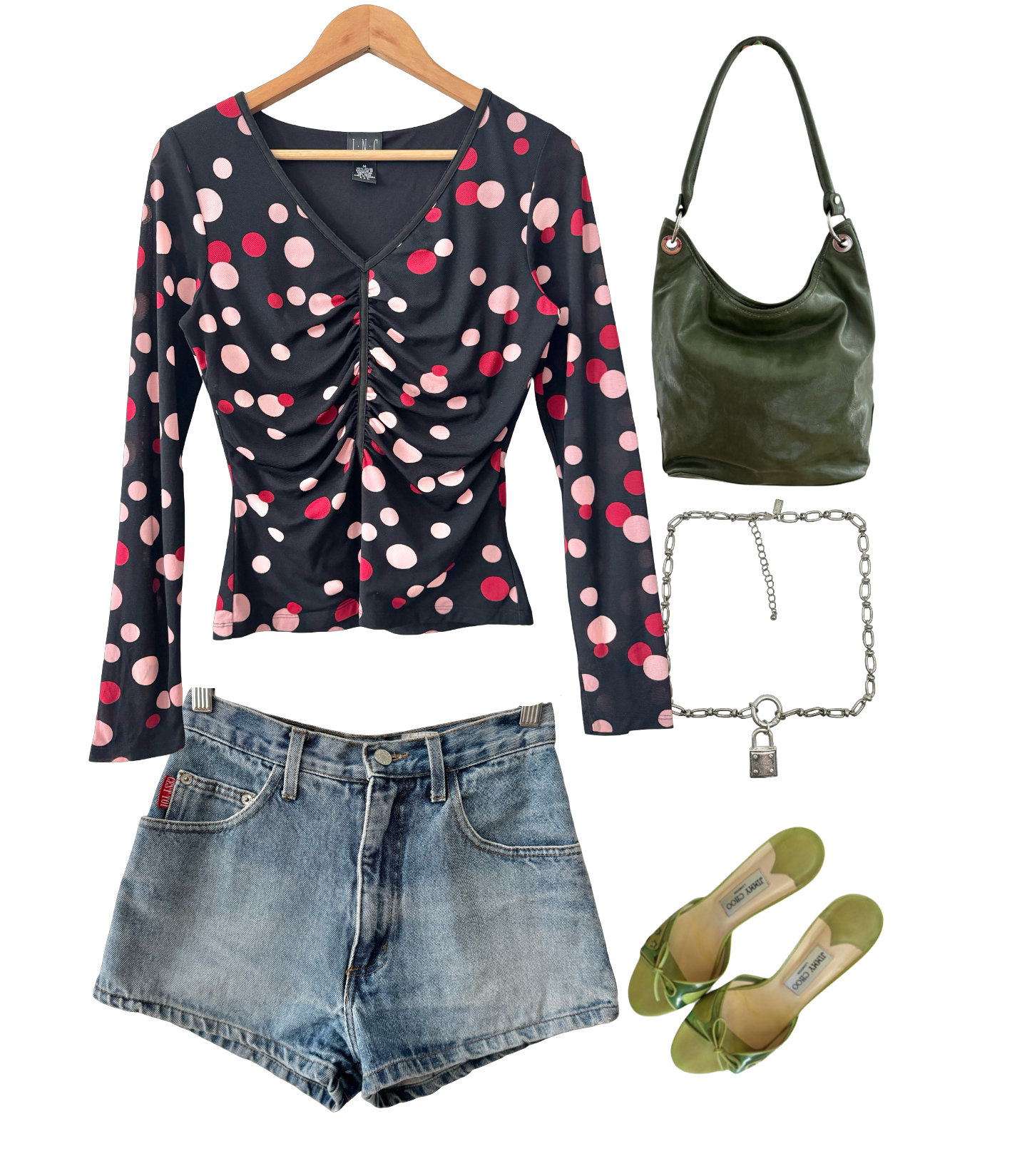 Vintage Y2K Retro Dotted Ruched Top (M)