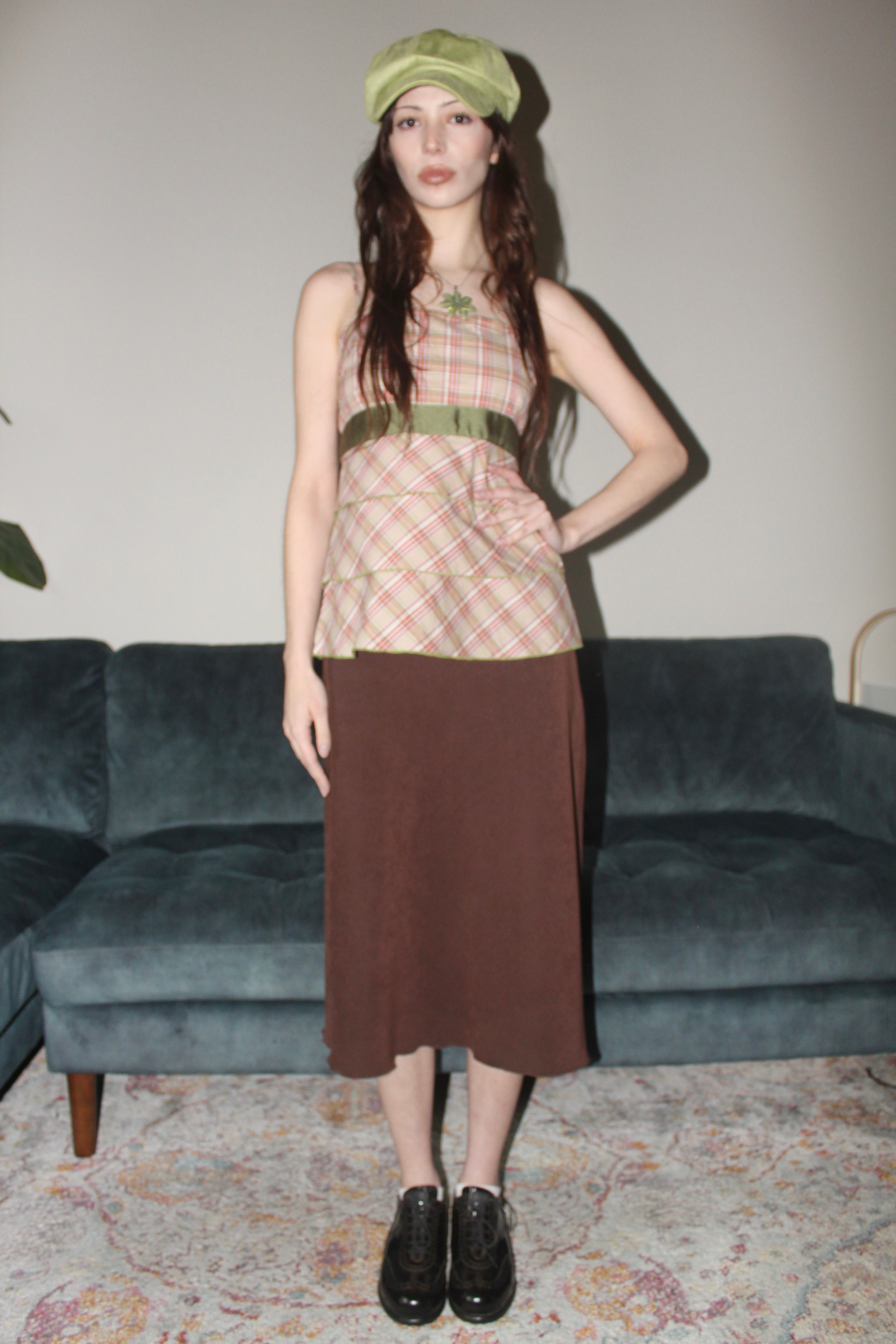 Vintage 90s Chocolate Midi Skirt (S/M)