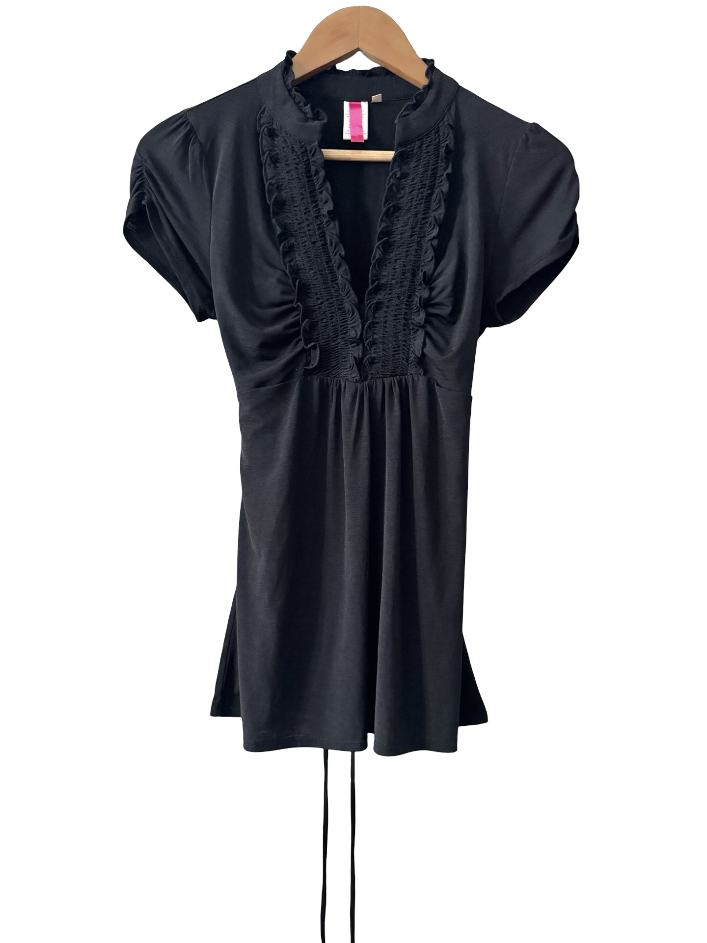 Vintage Y2K Midnight Romance Ruffle Babydoll Top (M)