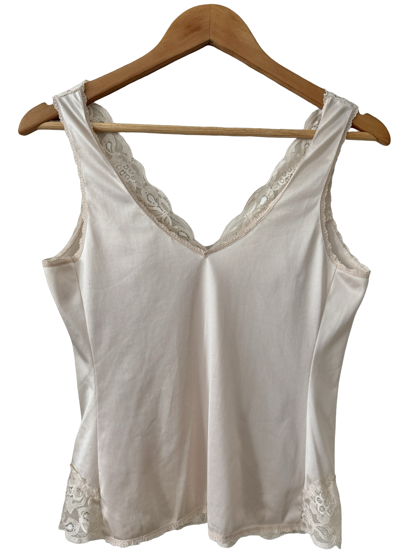 Vintage 60s Blush Satin Lace Camisole (S/M)