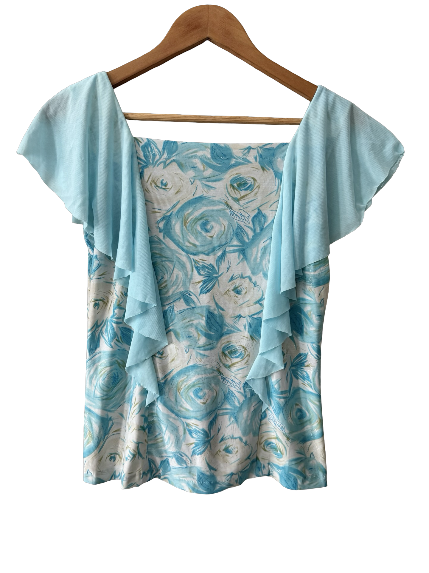 Vintage 90s Bluebell Flutter Sleeve Top (M)