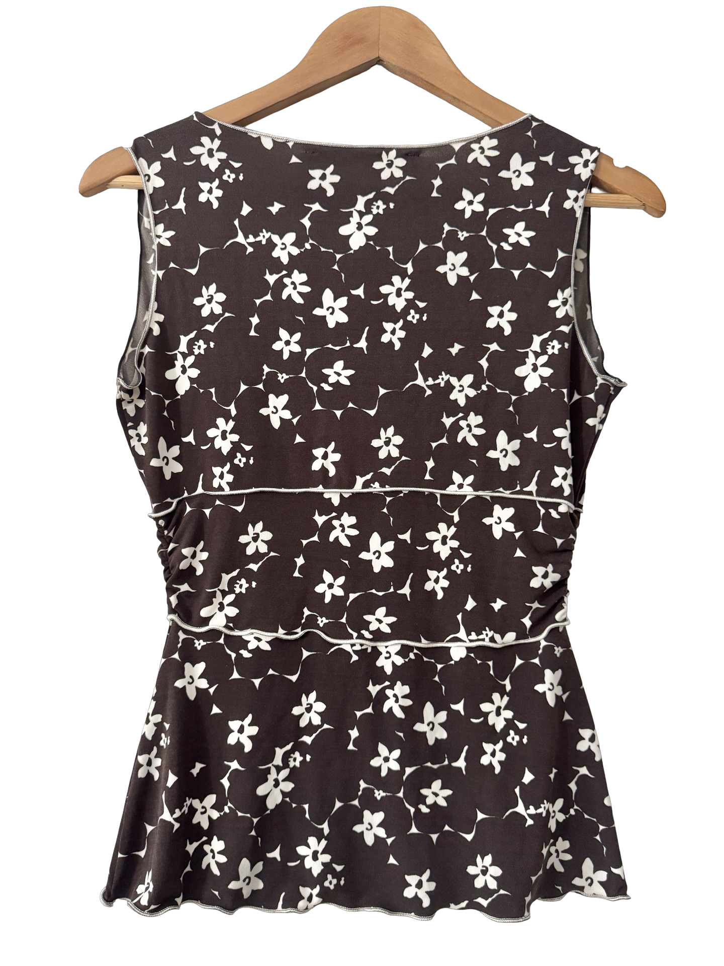 Vintage Y2K Chocolate Floral Ruffle Top (M)