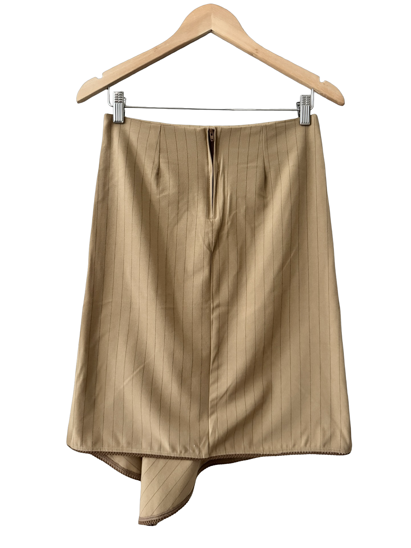 Vintage Y2K Caramel Stripe Asymmetrical Midi Skirt (S)