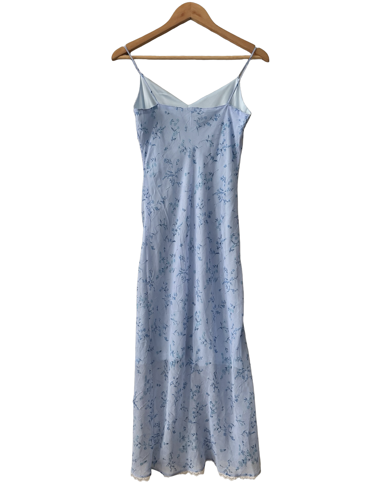 Vintage 90s Powder Blue Floral Slip Dress (S/M)