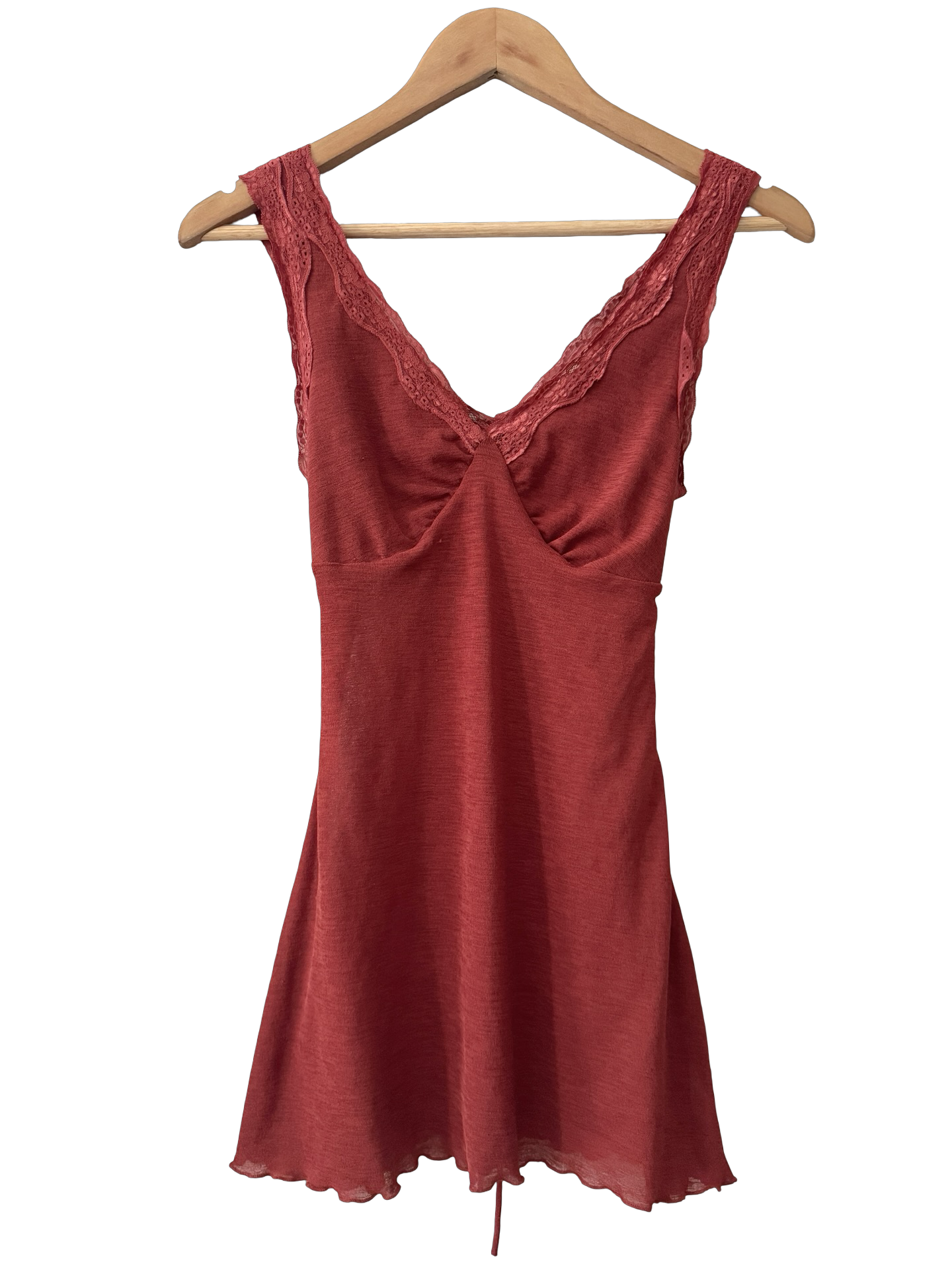 Vintage Y2K Cherry Wine Lace Babydoll Tank (S/M)