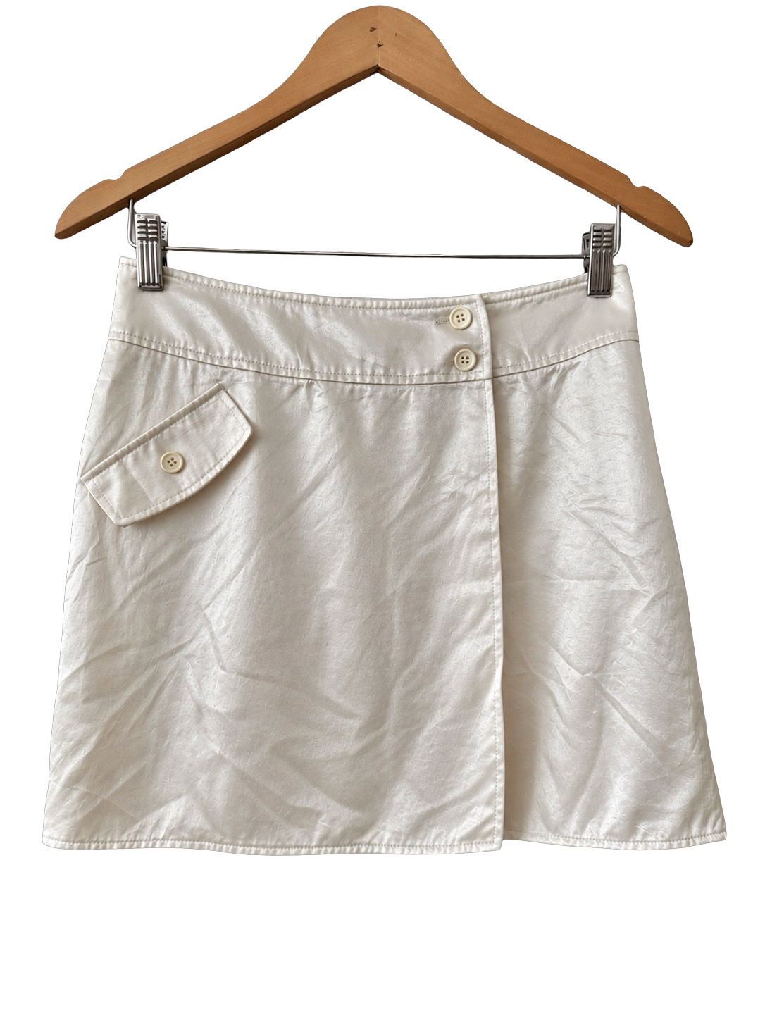 Vintage Y2K Vanilla Cream Buttoned Mini Skirt (S/M)