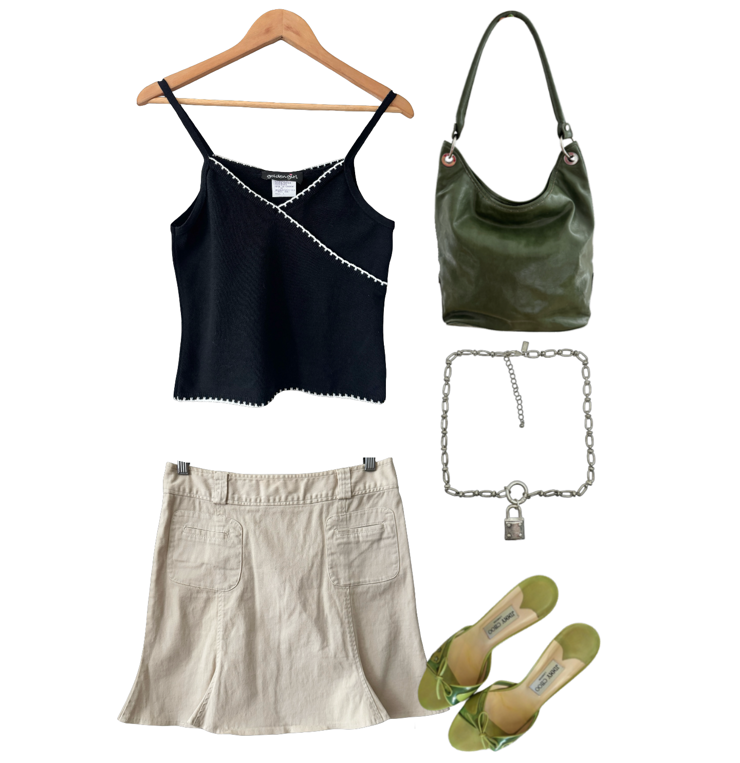 Vintage Y2K Contrast Stitch Knit Cami (S)