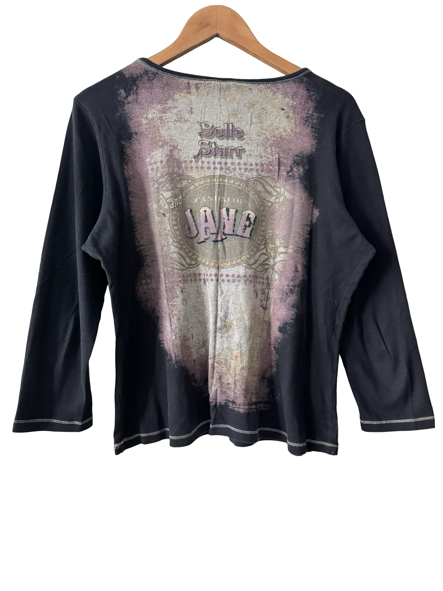 Vintage Y2K Scandalous Wild West Graphic Long Sleeve Top (XL)
