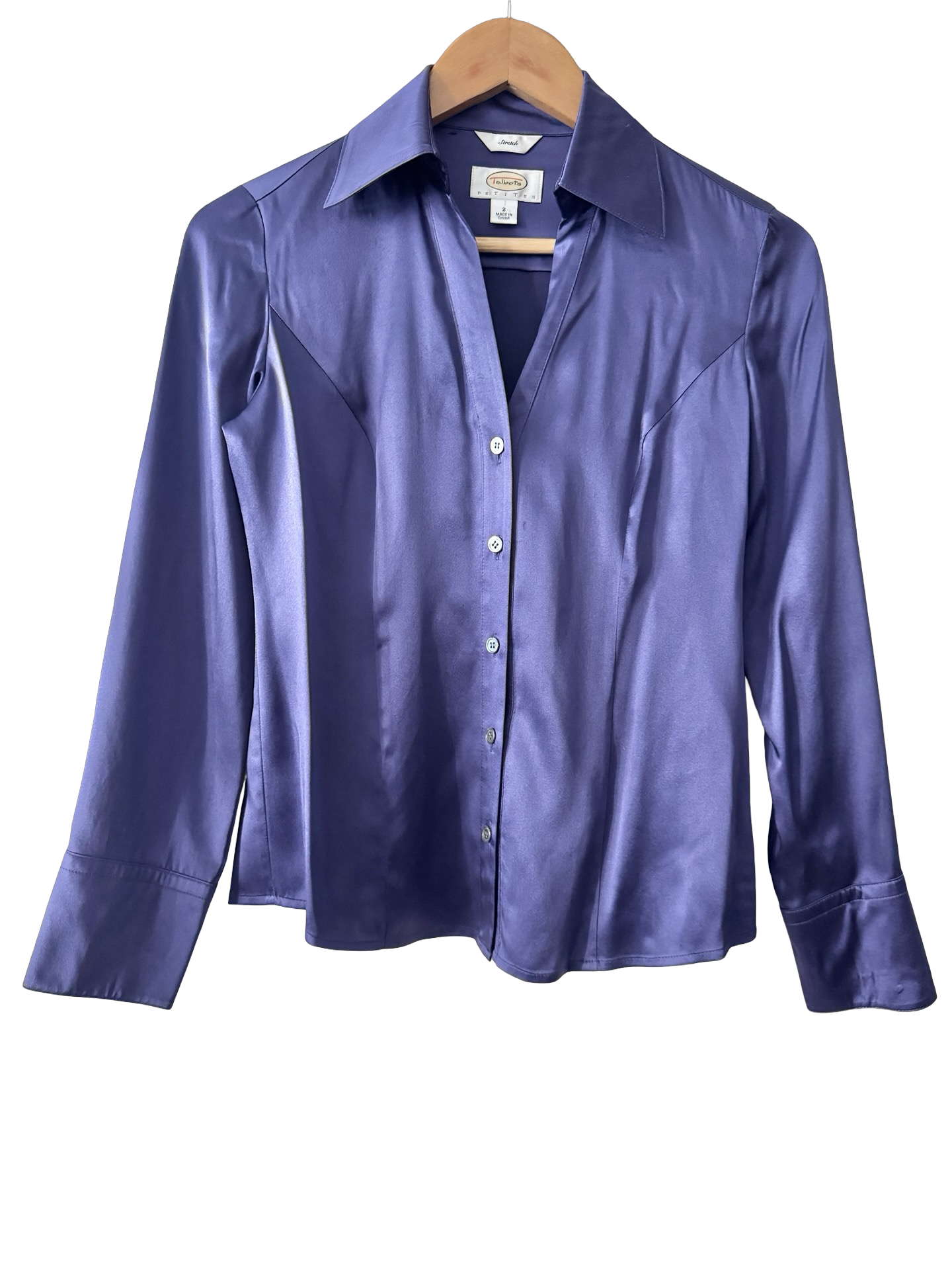Vintage Y2K Periwinkle Silk Button Up Blouse (S)