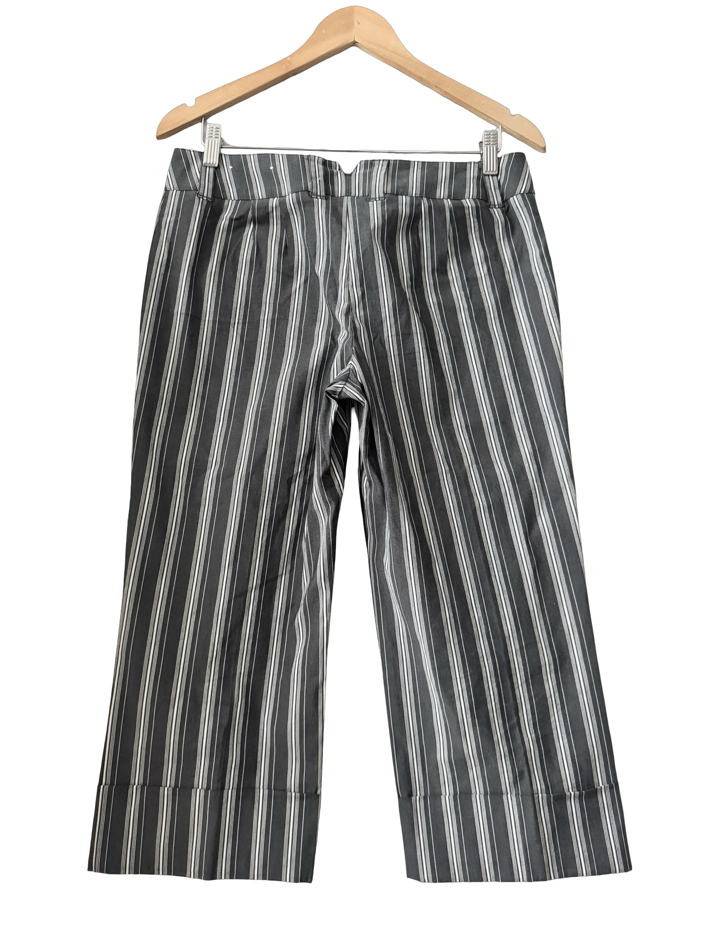 Vintage Y2K Espresso Stripe Cropped Trousers (M)