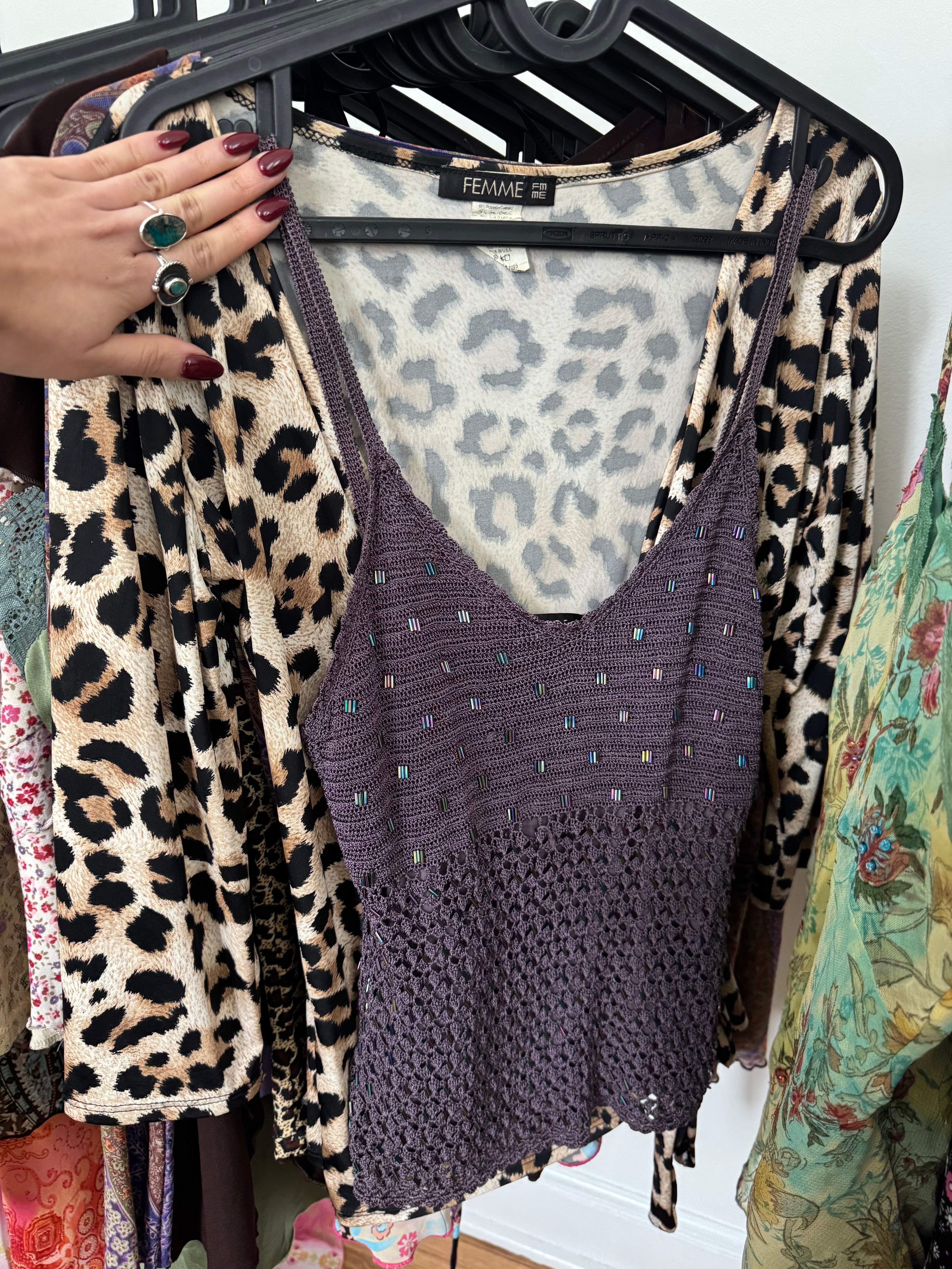 Vintage 90s Midnight Plum Crochet Tank (S)