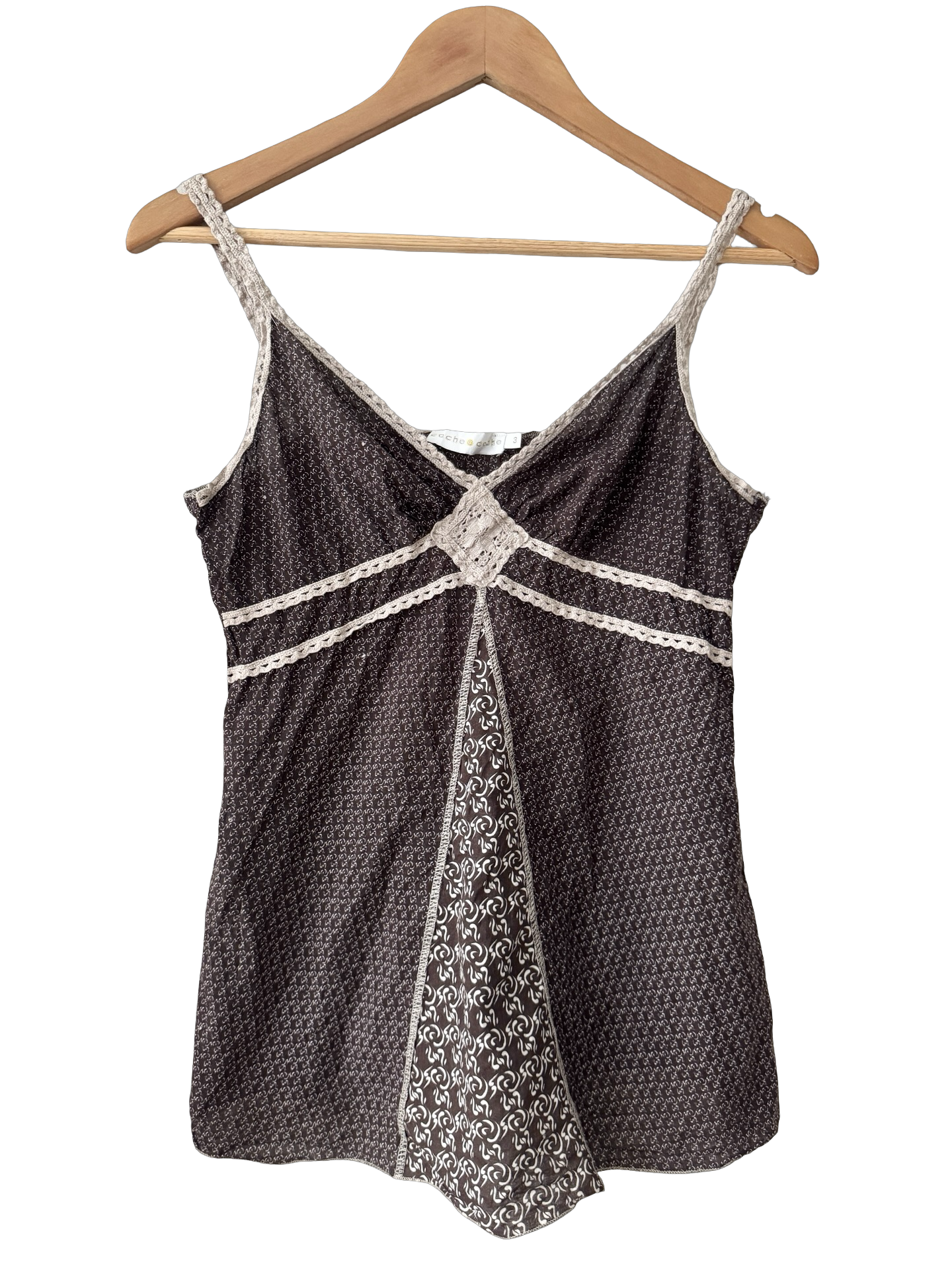 Vintage Y2K French Cocoa Crochet Panel Cami (S/M)