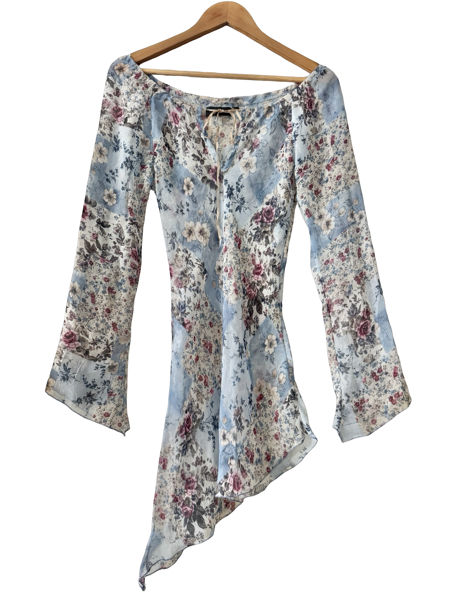 Vintage Y2K Bluebell Romance Handkerchief Top (S-M)