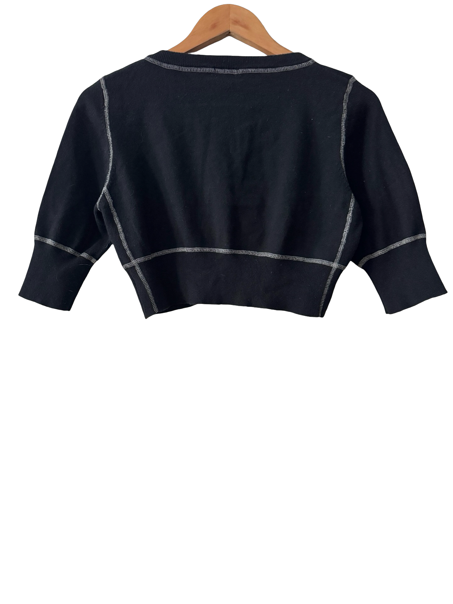Vintage Y2K Midnight Contrast Stitch Cropped Cardigan (S/M)