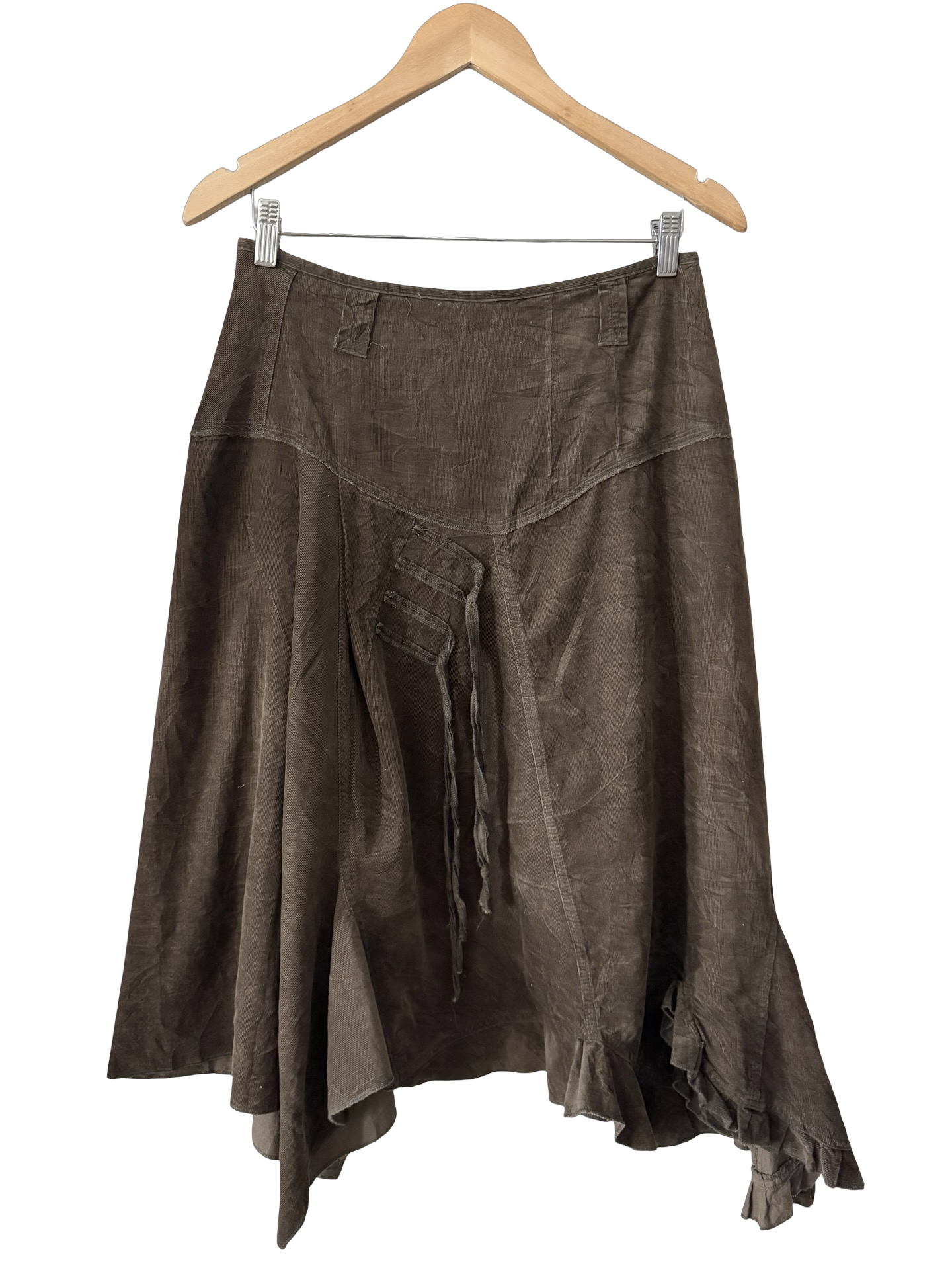 Vintage Y2K European Cocoa Cascade Skirt (S/M)