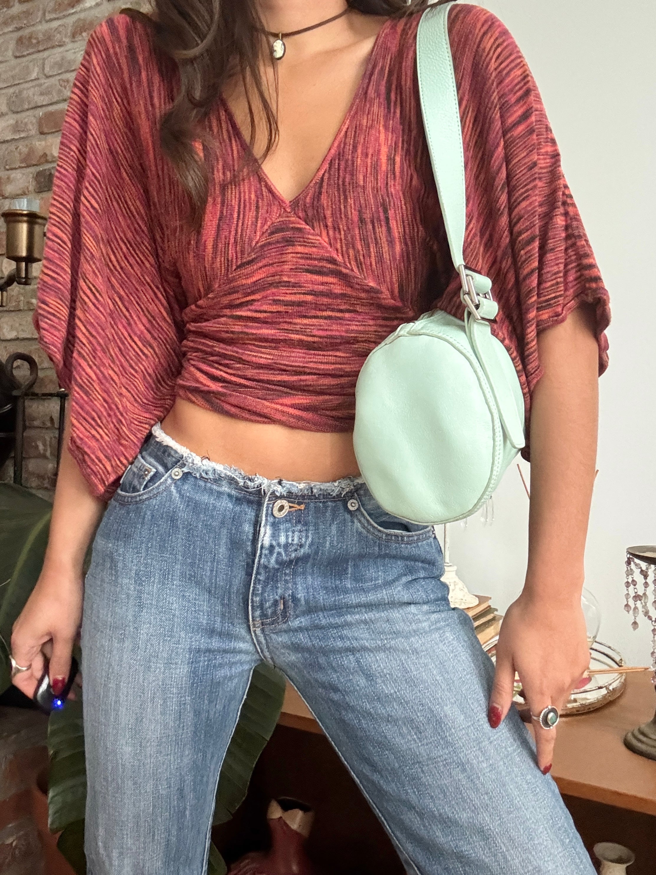 Vintage Y2K Seafoam Leather Barrel Bag