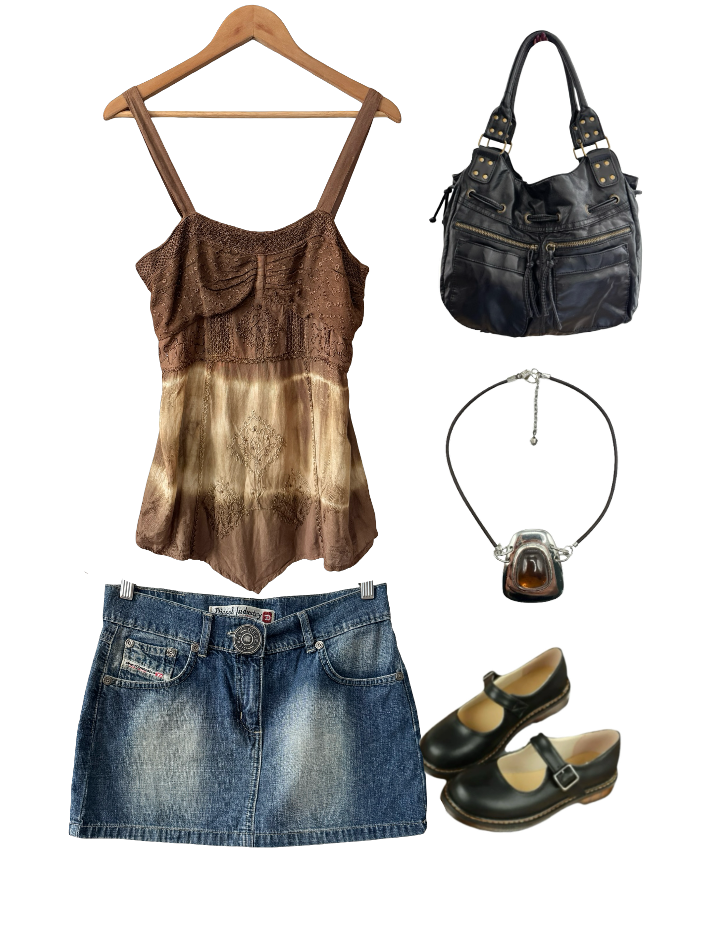 Vintage Y2K Chocolate Boho Embroidered Tank (M/L)