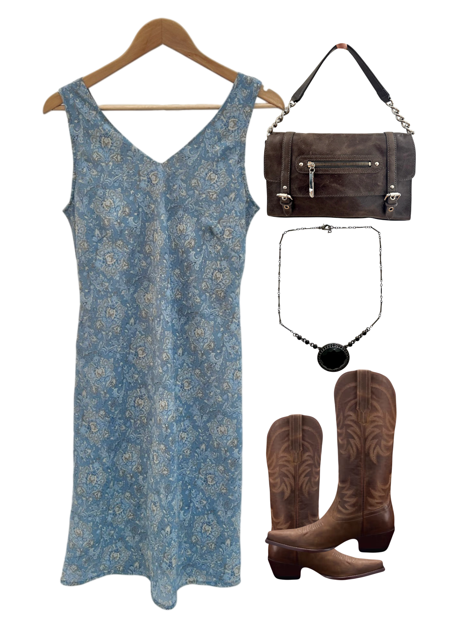 Vintage 90s Retro Paisley Midi Dress (M)