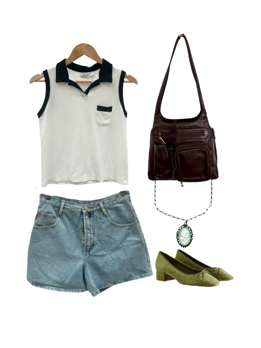 Vintage 90s Retro Waffle Contrast Top (S)