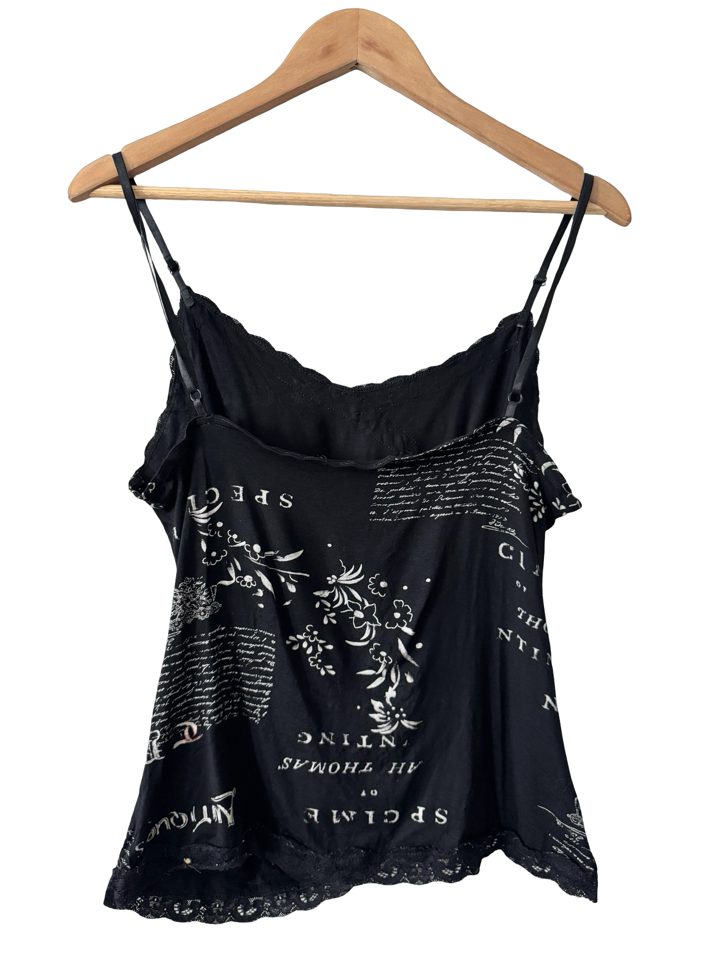 Vintage Y2K Midnight Poetry Asymmetrical Graphic Cami (M)