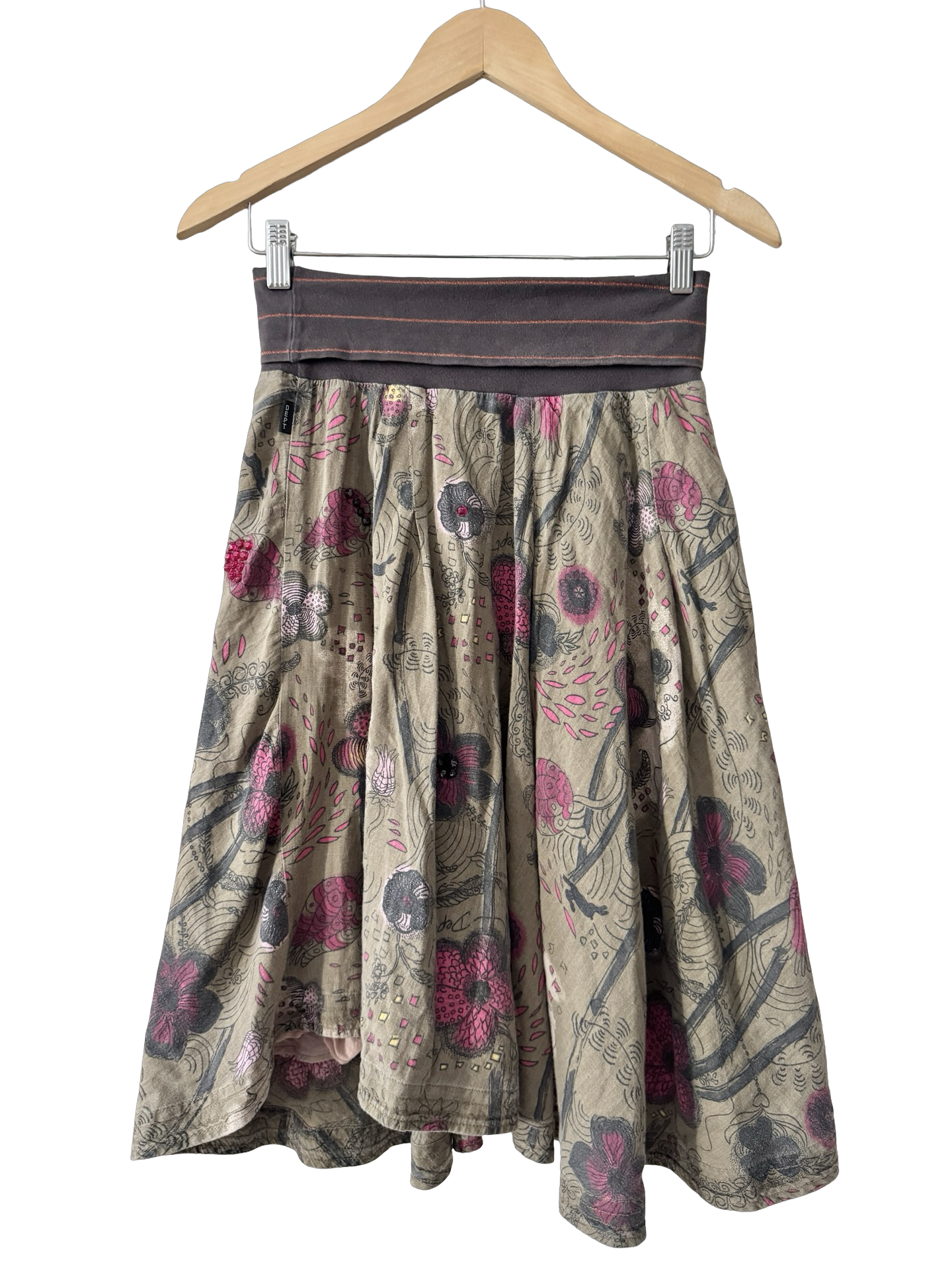 Vintage 90s Indie Daydream Mixed Media Midi Skirt (XS)