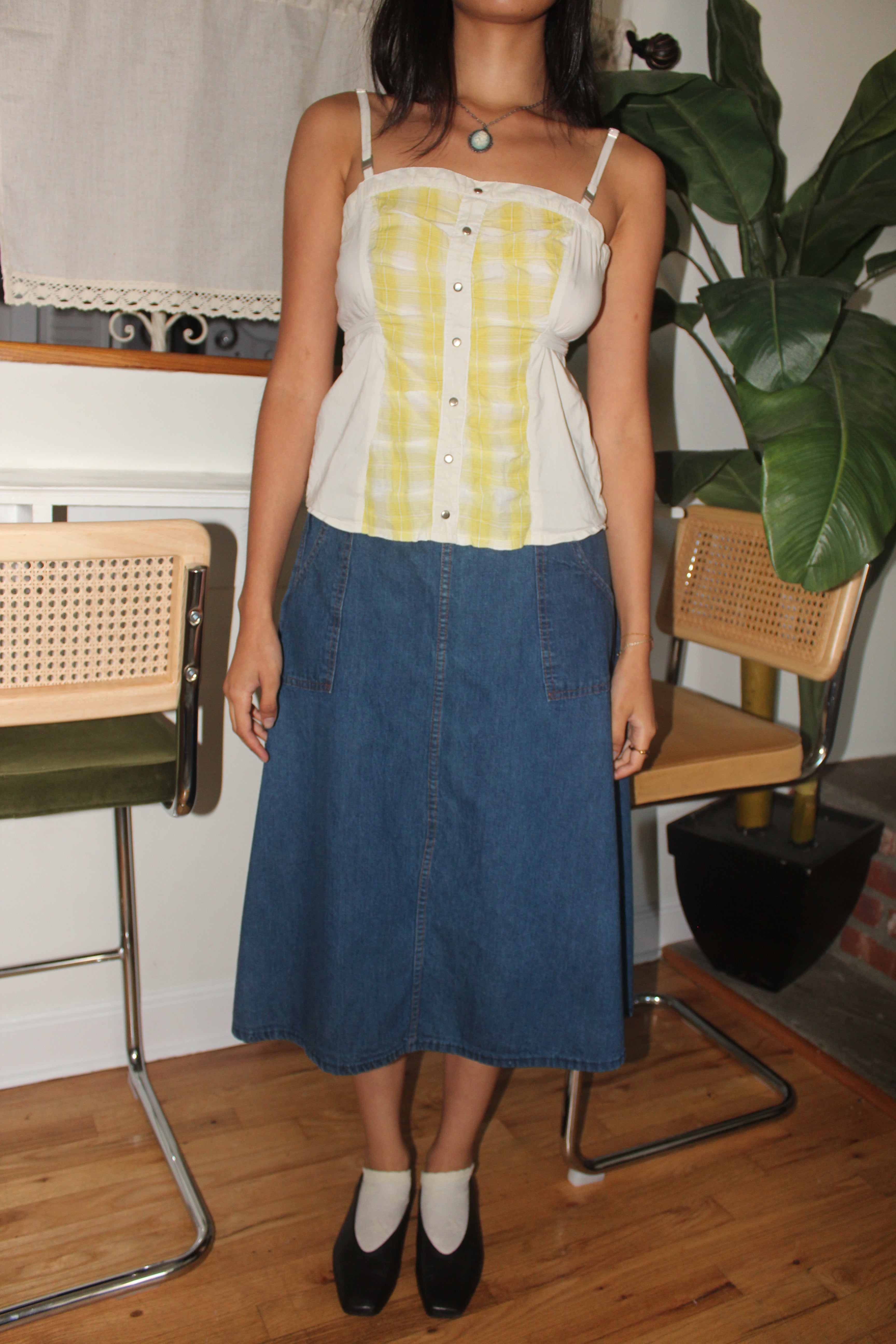 Vintage 90s Wrap Denim Midi Skirt (S)
