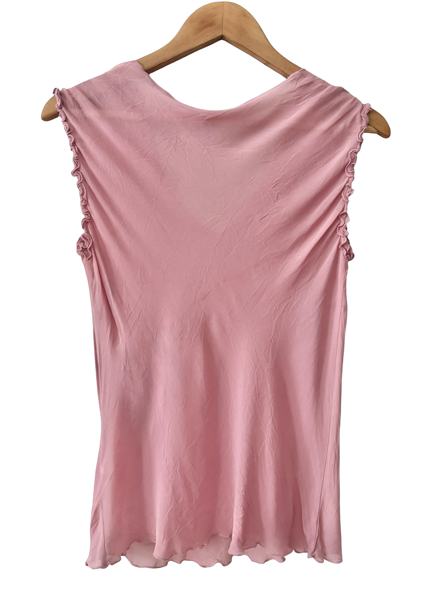 Vintage Y2K Rose Petal Lettuce Hem Tank (M)