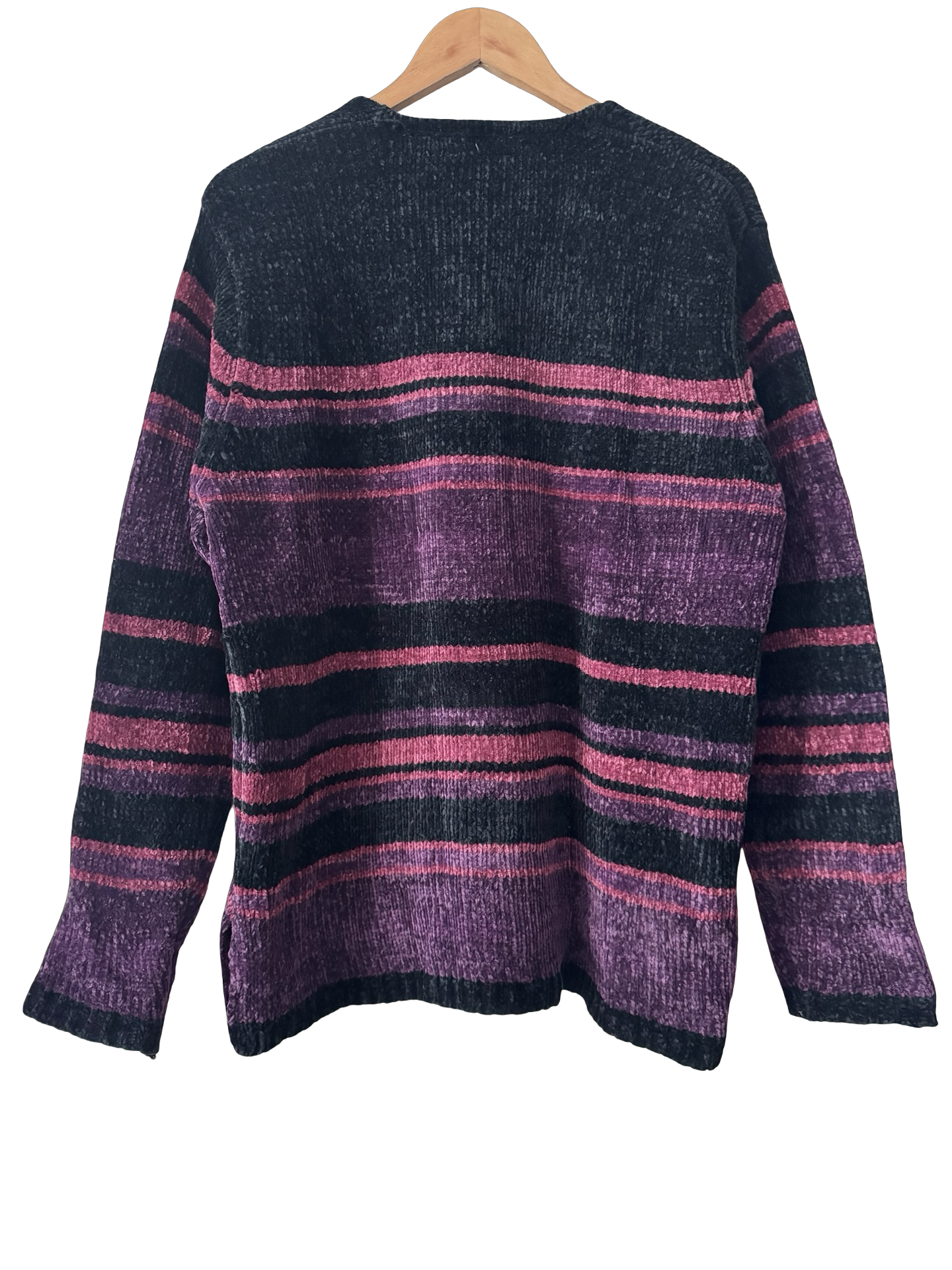 Vintage Y2K Blackberry Striped Cozy Chenille Sweater (L)