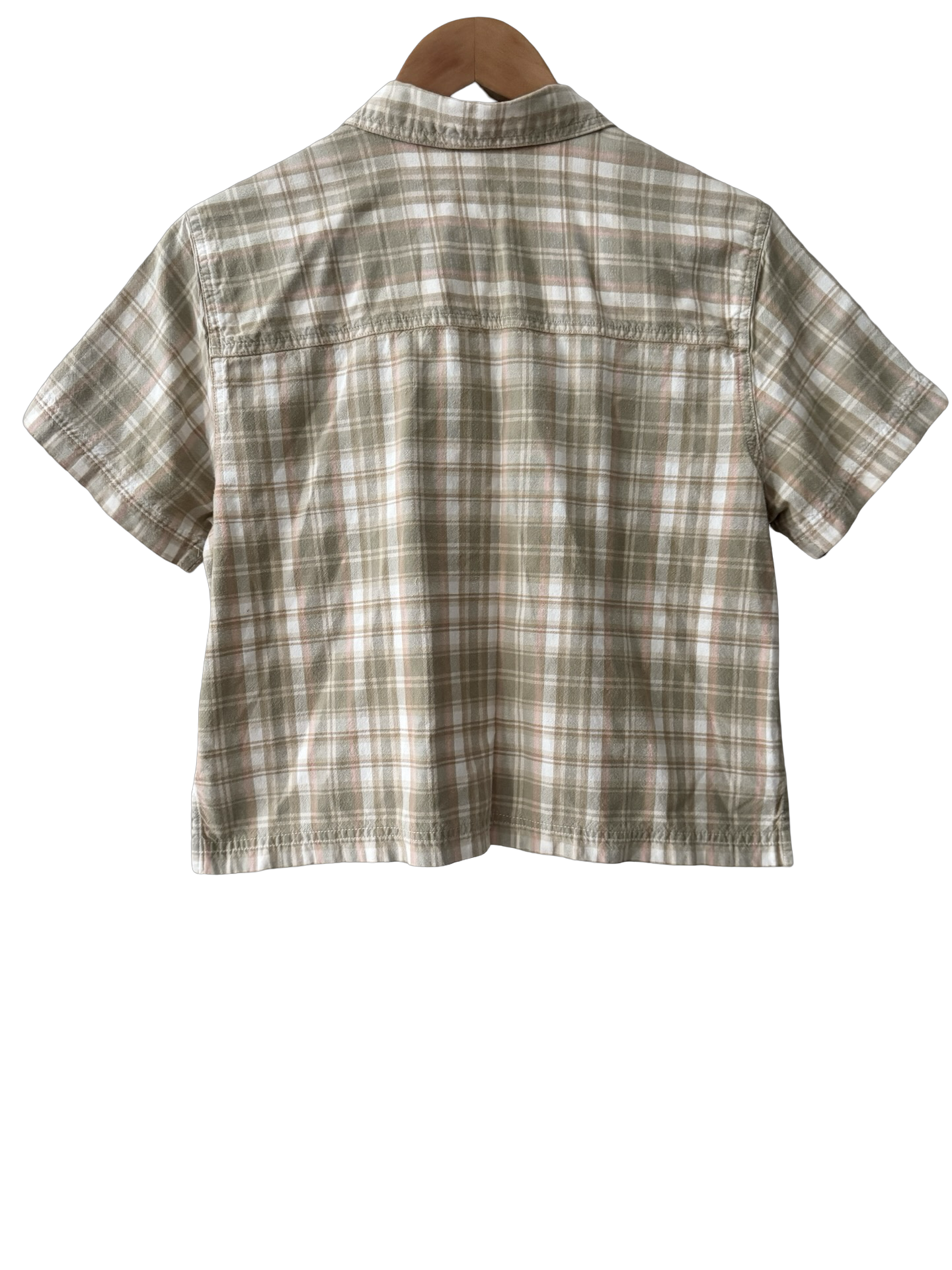 Vintage 90s Autumn Check Cropped Cotton Top (M)