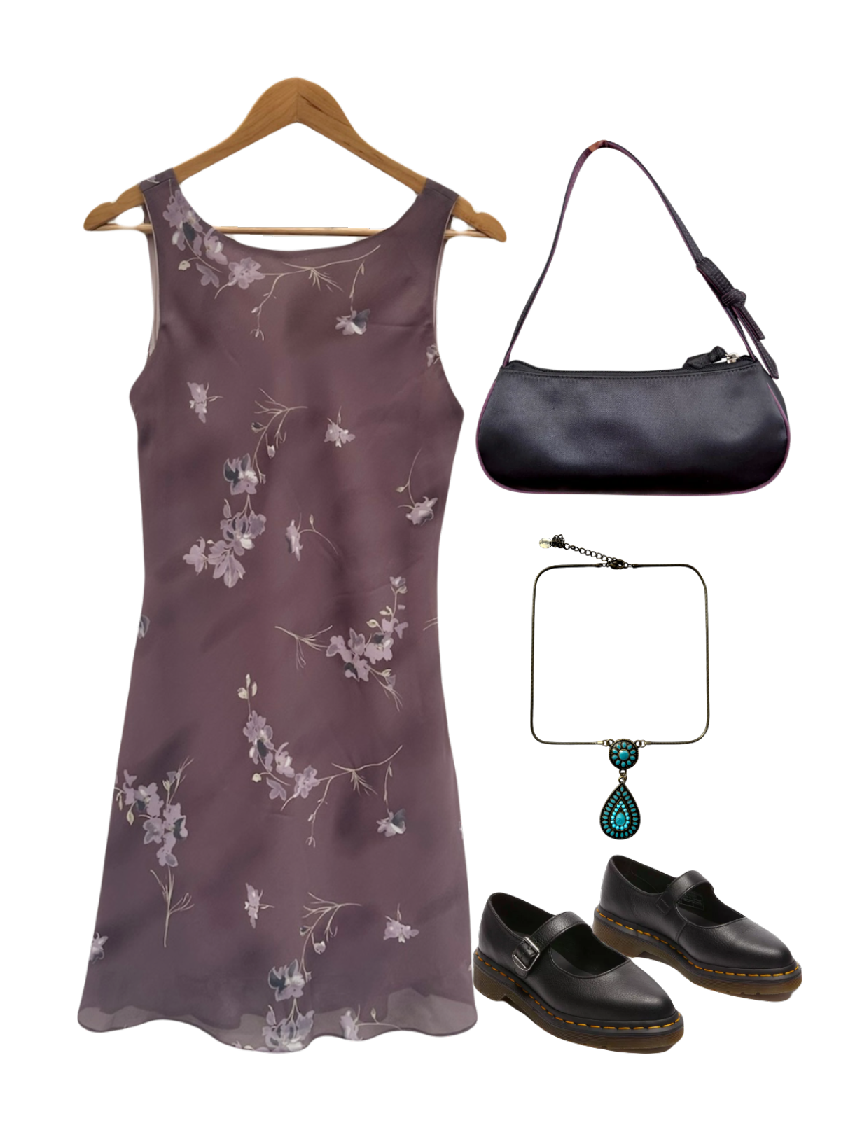 Vintage 90s Taupe Floral Midi Dress (M)