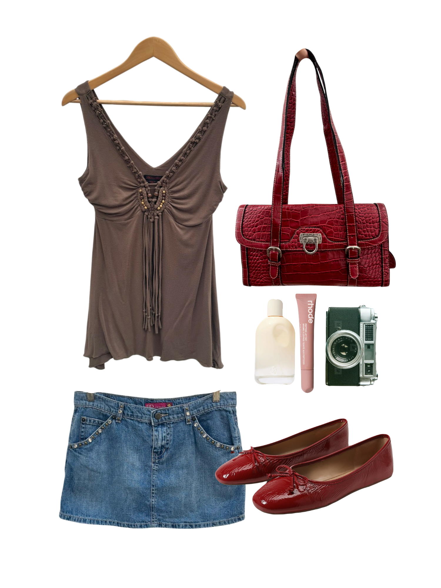 Vintage 90s Boho Taupe Beaded Ruched Knit (M)