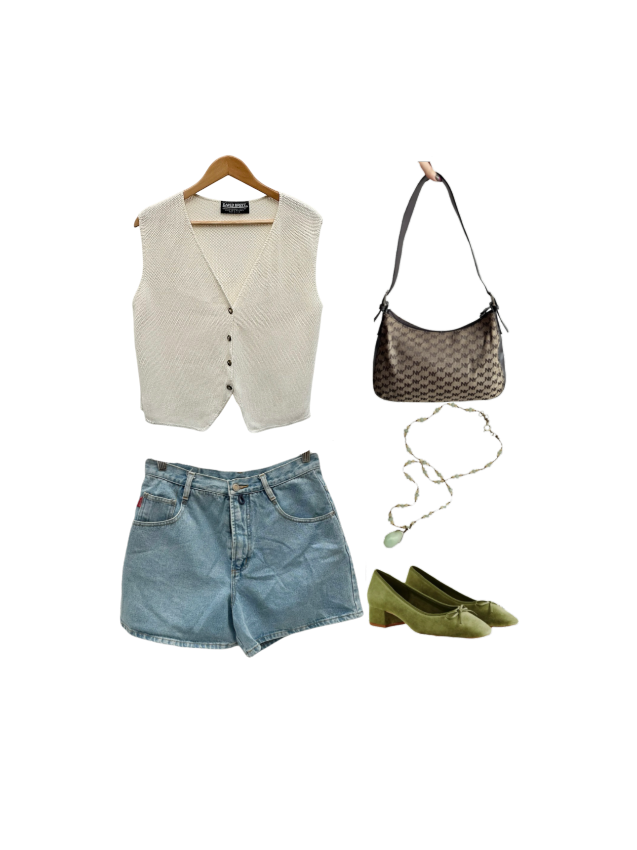 Vintage 90s Cream Light Knit Vest (M)