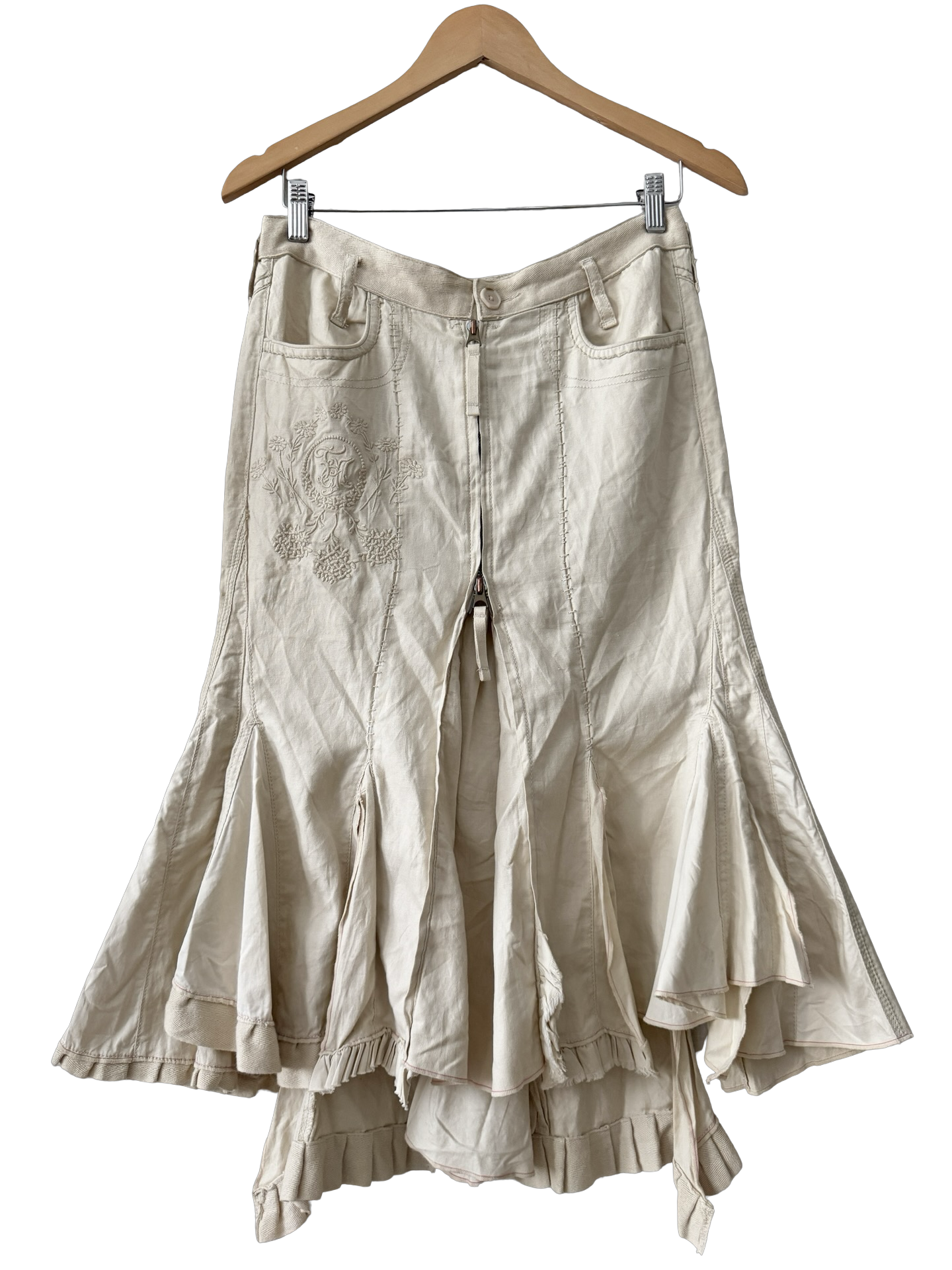 Vintage 90s French Porcelain Mermaid Midi Skirt (S/M)