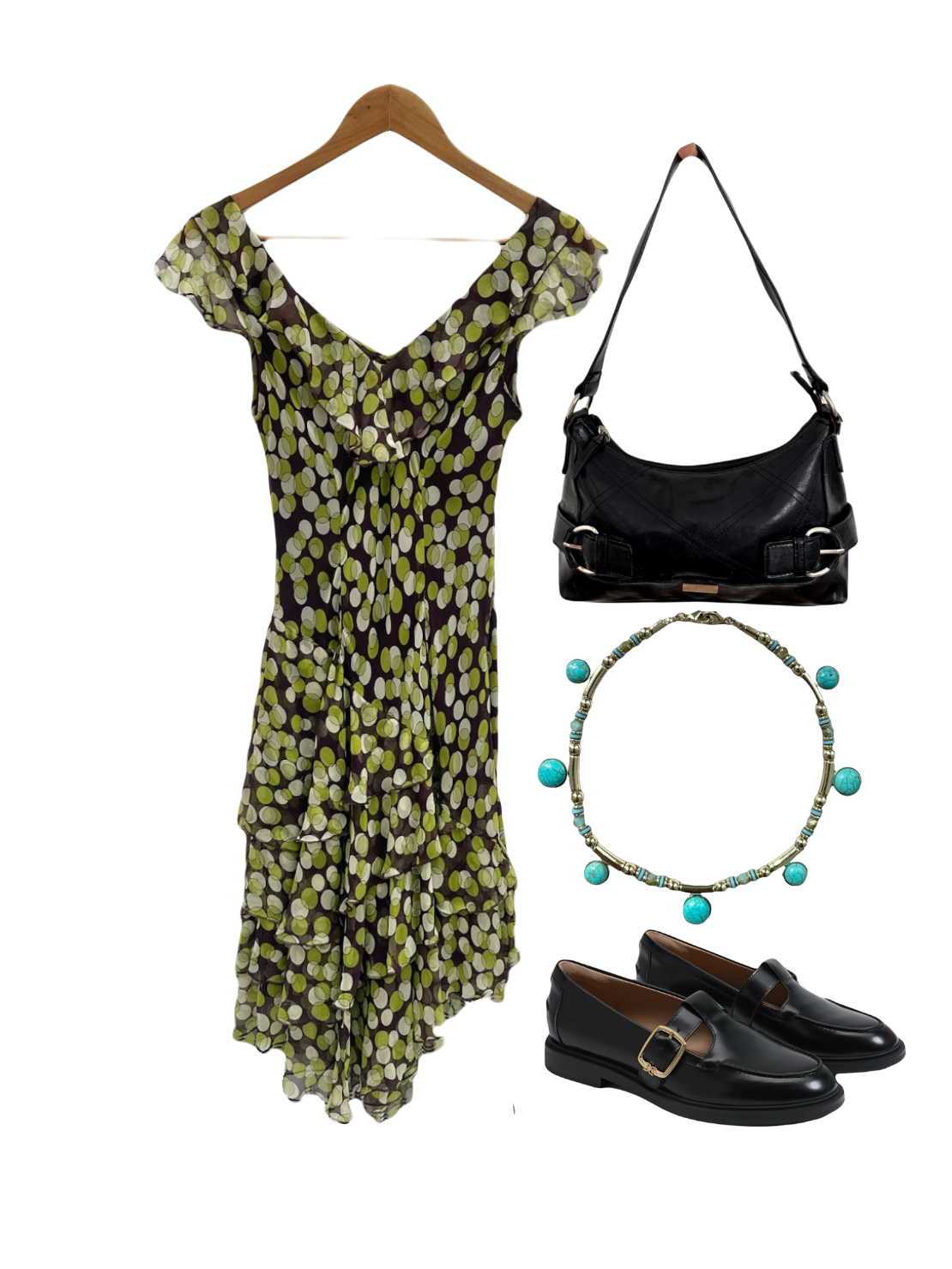 Vintage 90s Ruffled Asymmetrical Silk Midi Dress (M)
