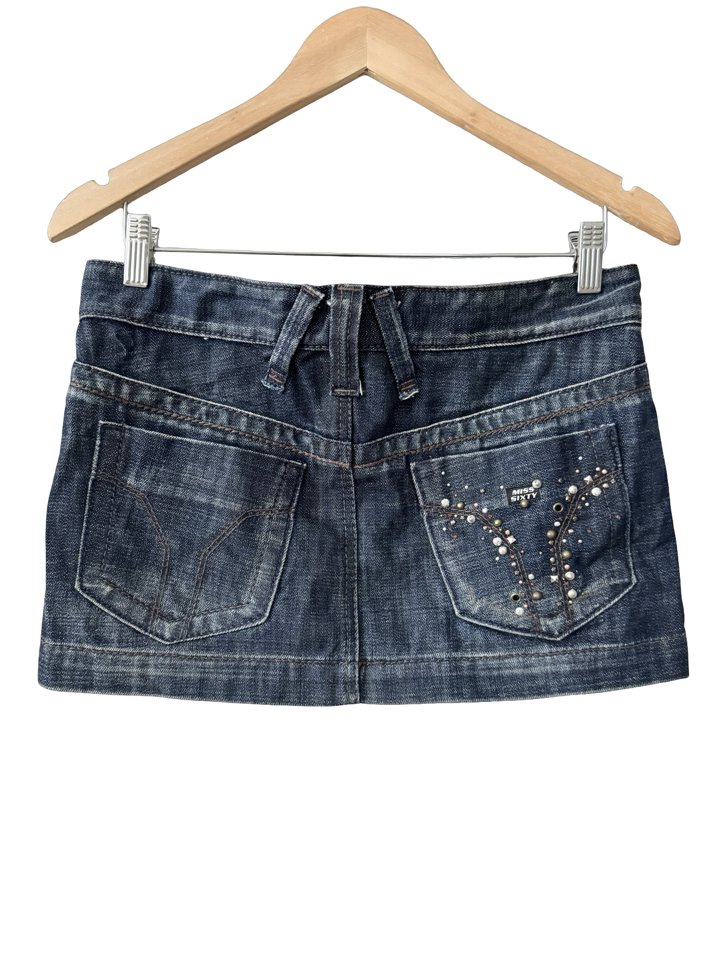 Vintage Y2K Miss Sixty Dark Wash Micro Mini Skirt (M)