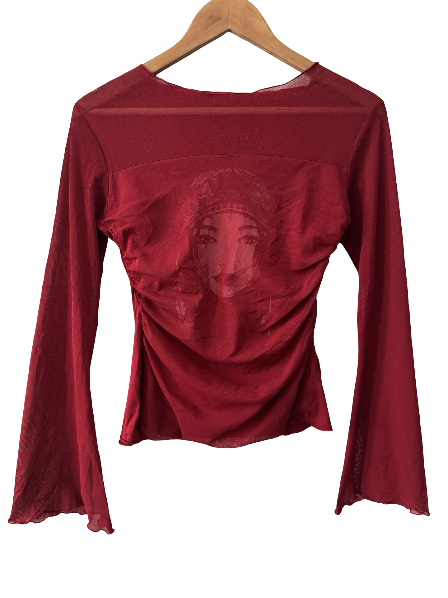 Vintage Y2K Crimson Muse Mesh Top (S-M)