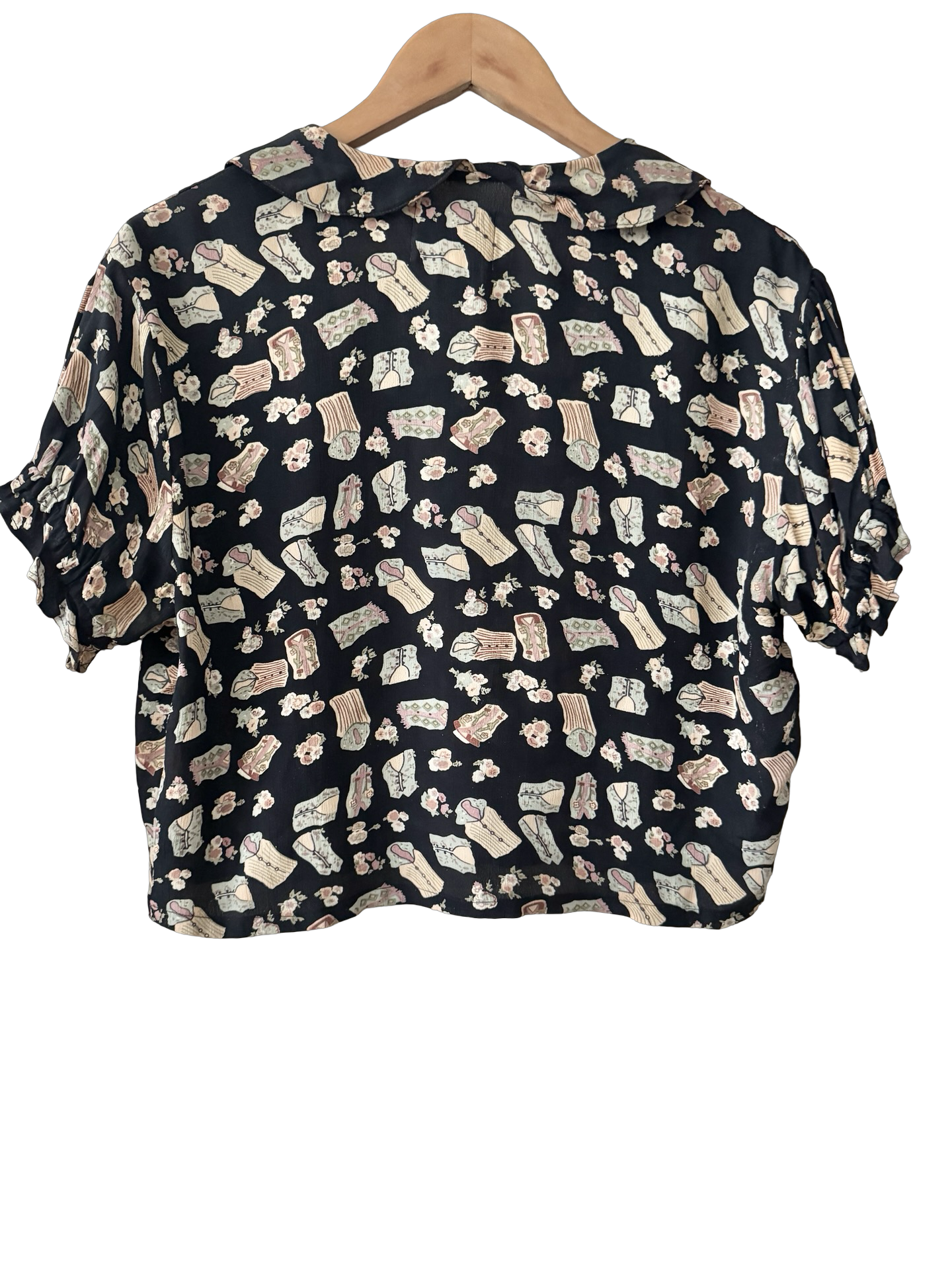 Vintage 80s Cropped Graphic Blouse (M/L)
