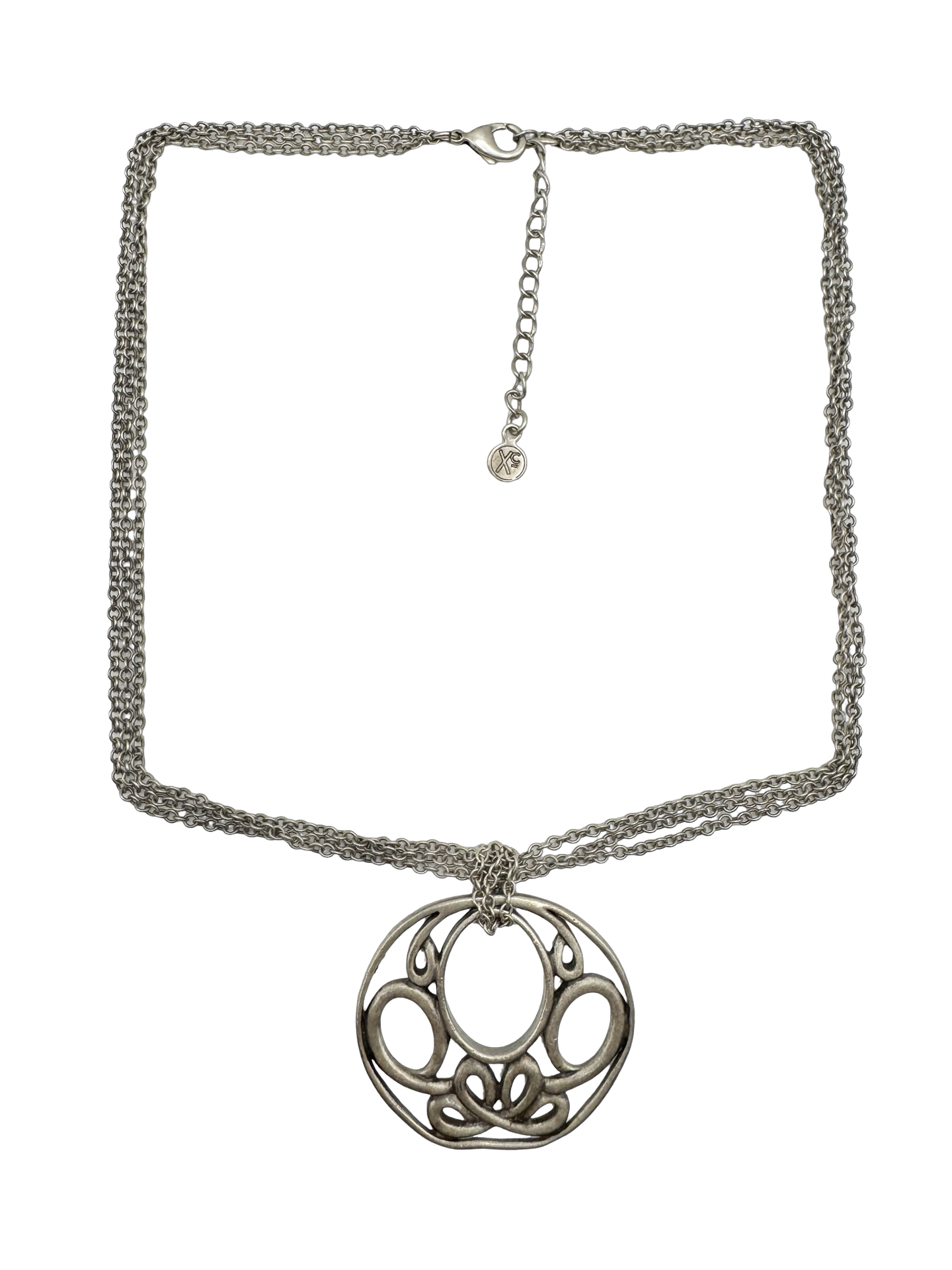 Vintage Y2K Silver Scrollwork Medallion Necklace