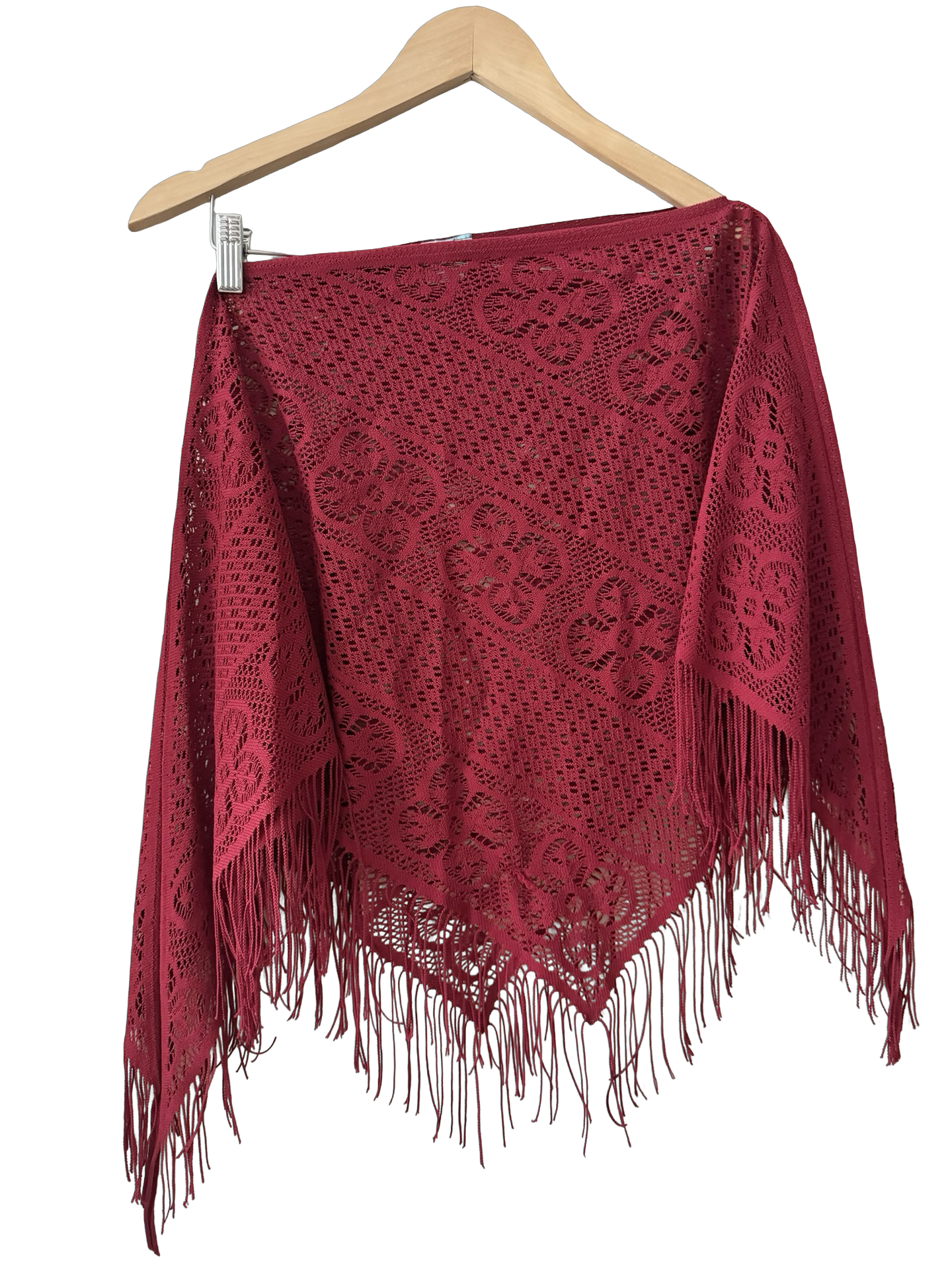 Vintage 90s Boho Cherry Lace Poncho (OS)
