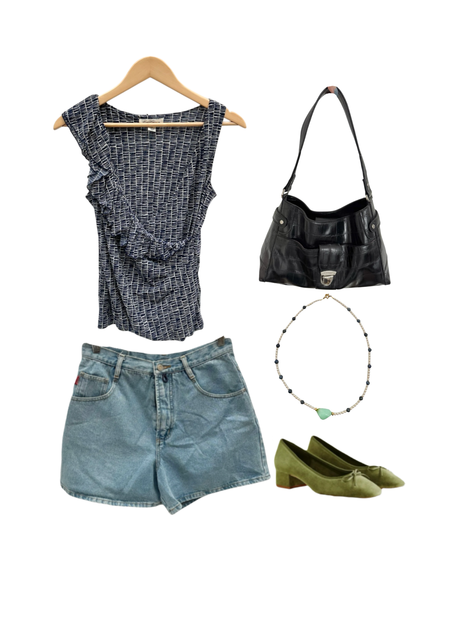 Vintage 90s Ruffled Wrap Knit Top (S)