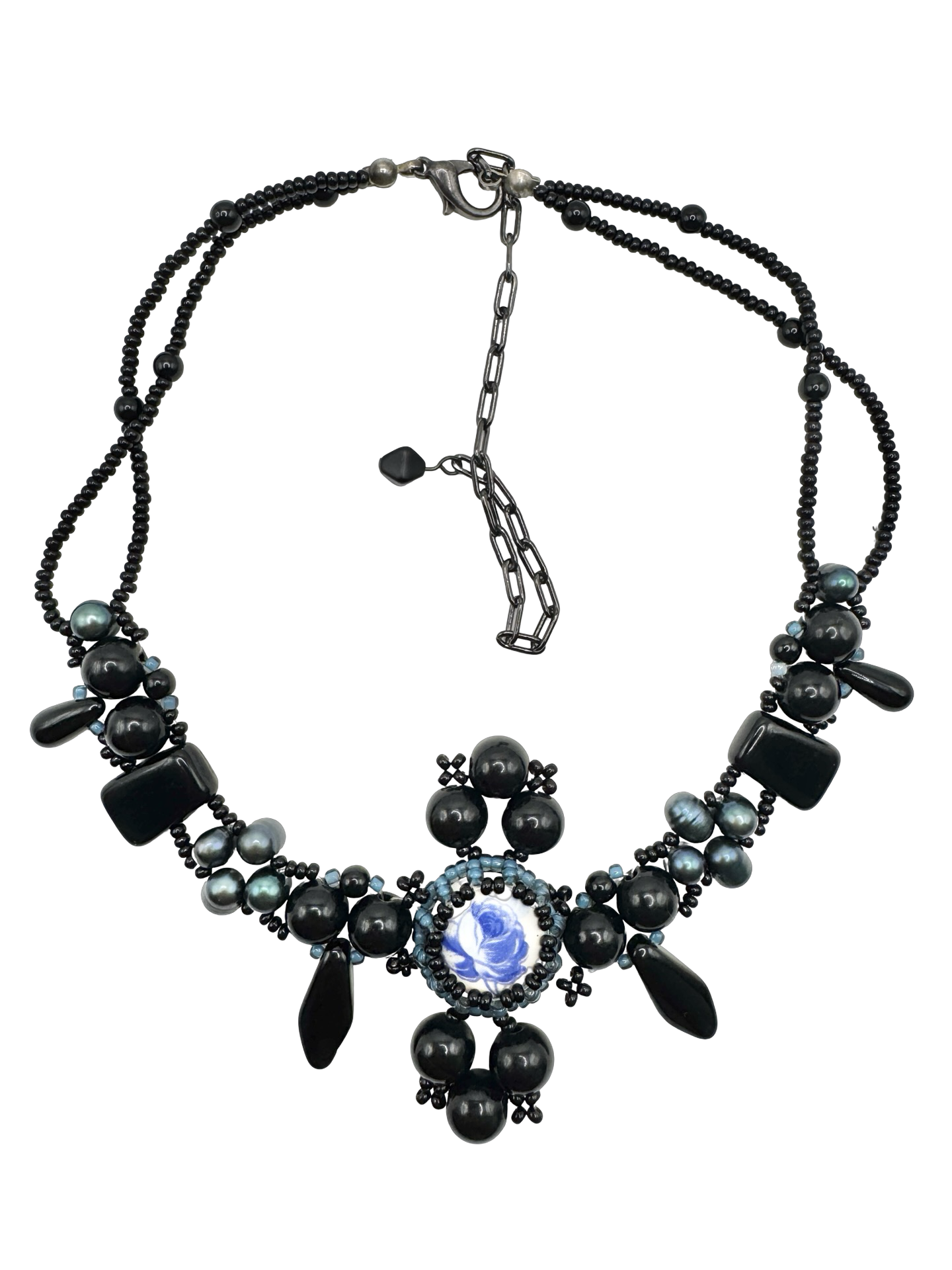 Beaded Floral Statement Necklace