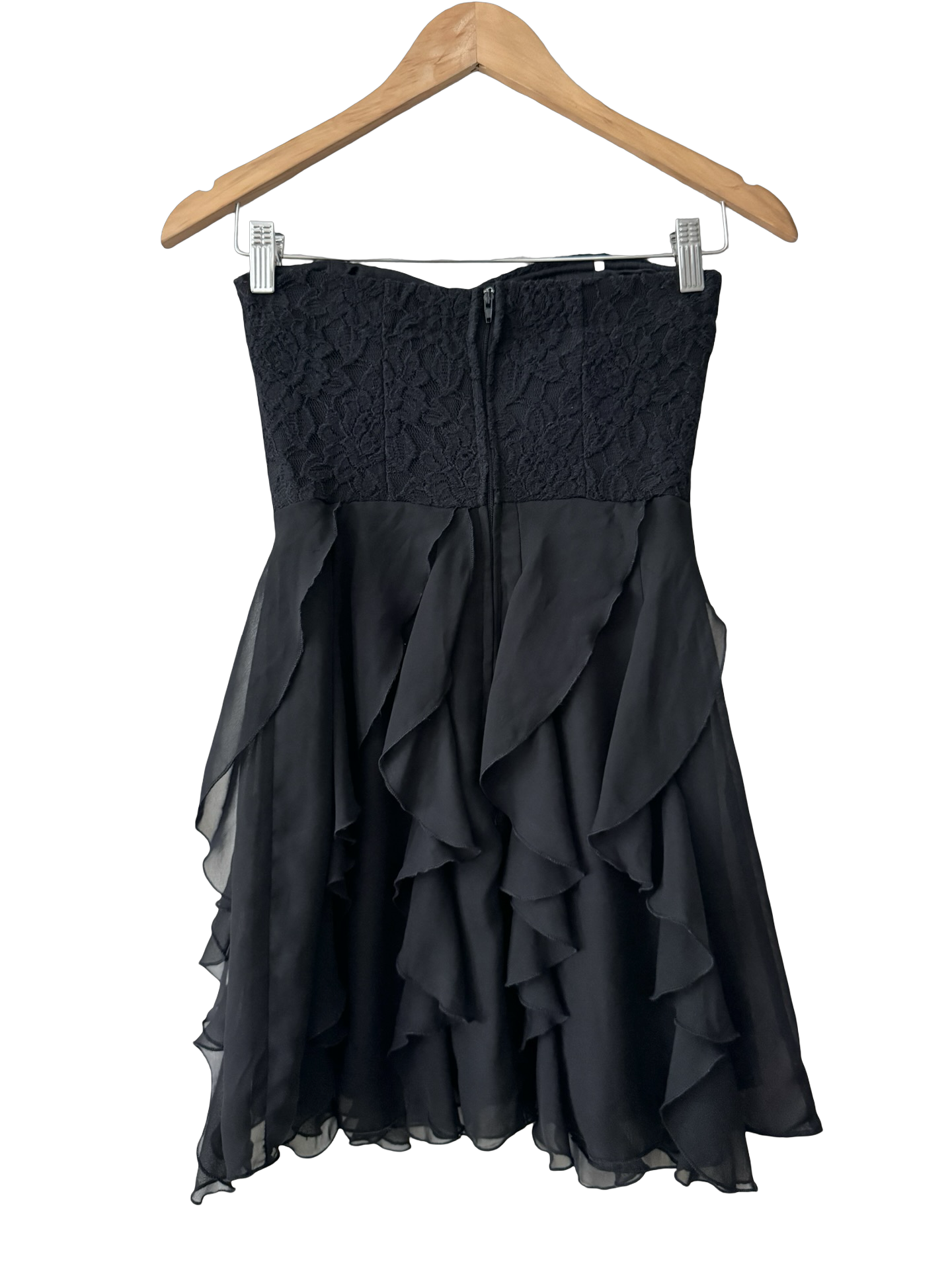 Vintage Y2K Black Lace Ruffled Dress (XS)